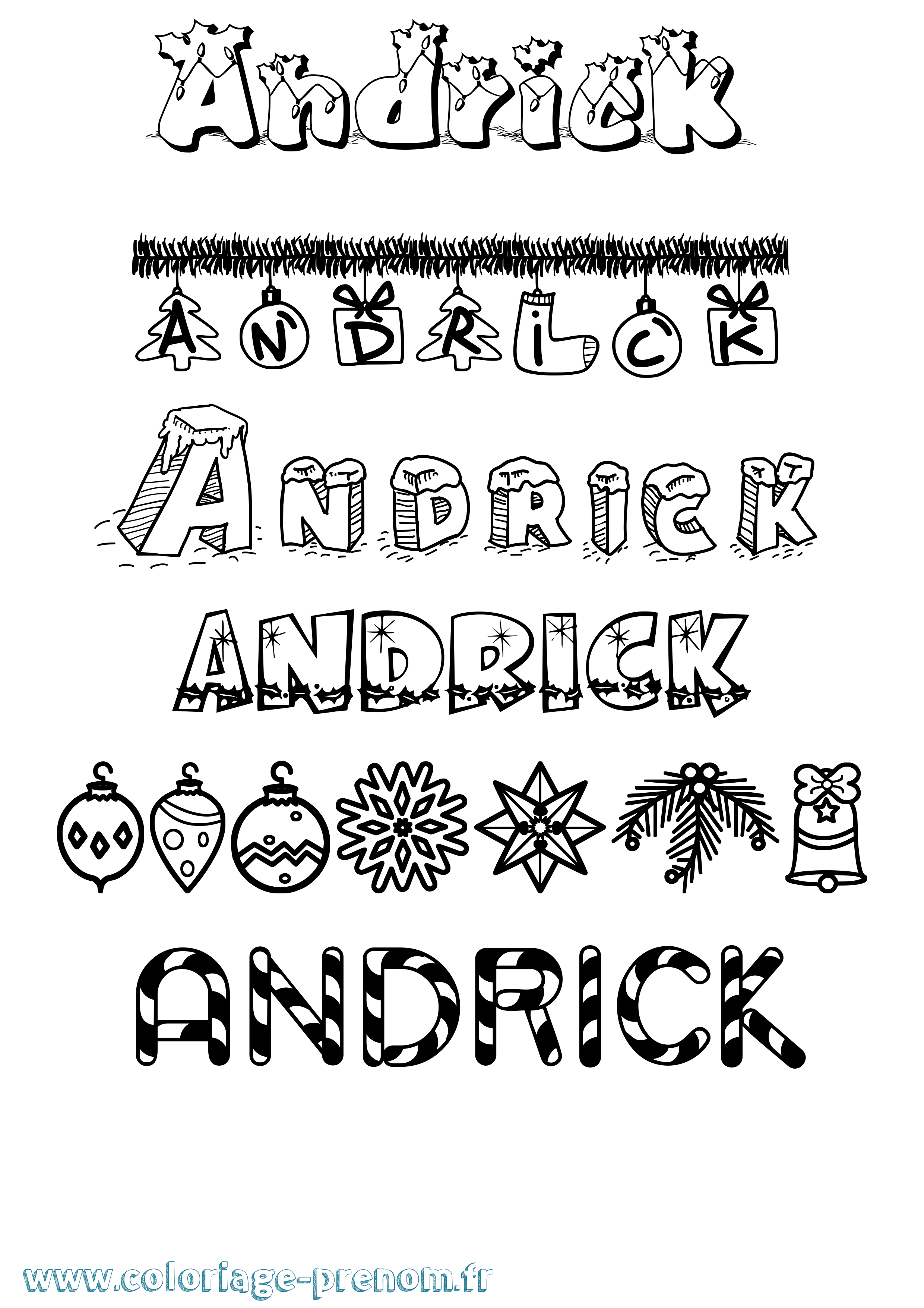 Coloriage prénom Andrick Noël