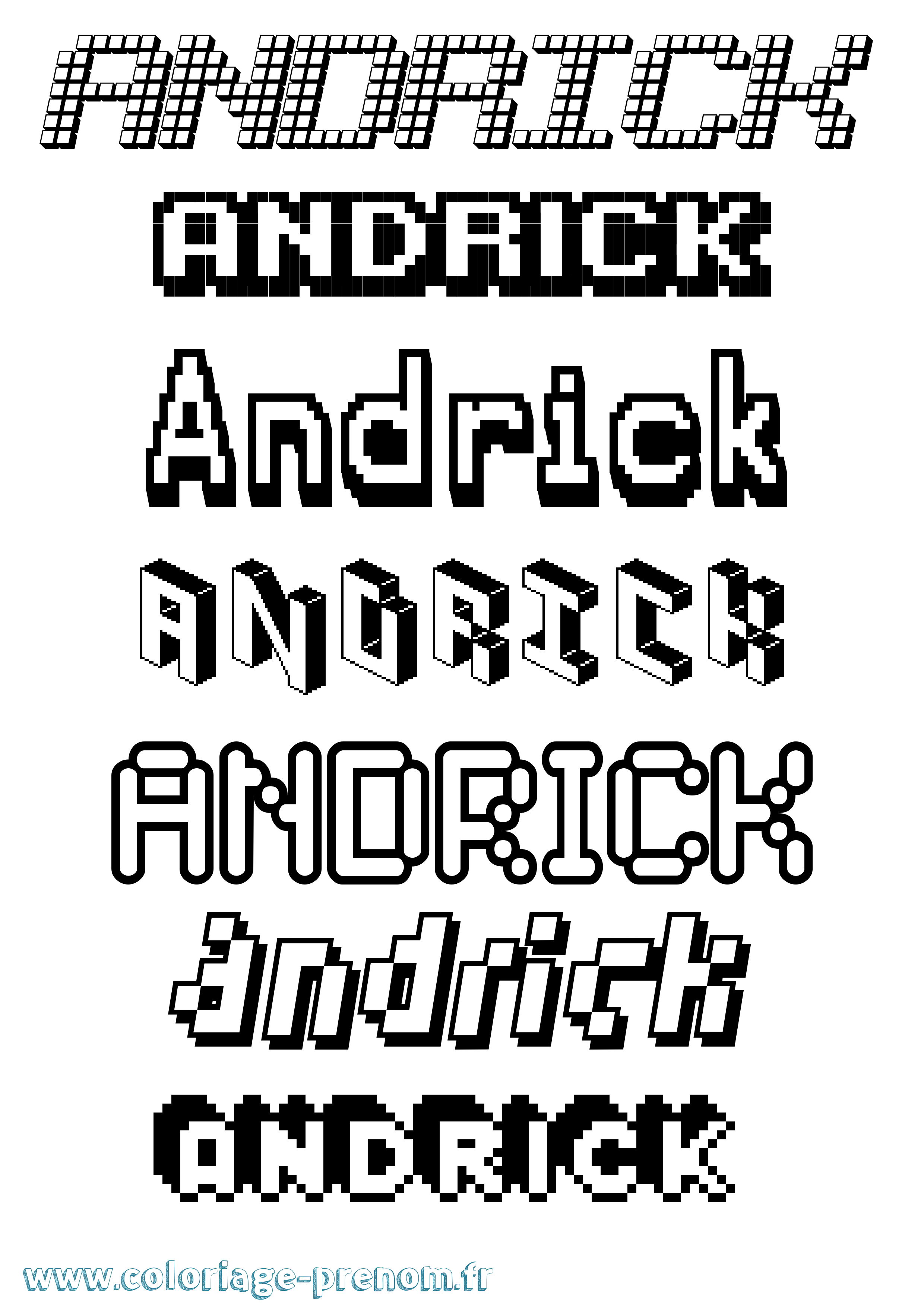 Coloriage prénom Andrick Pixel