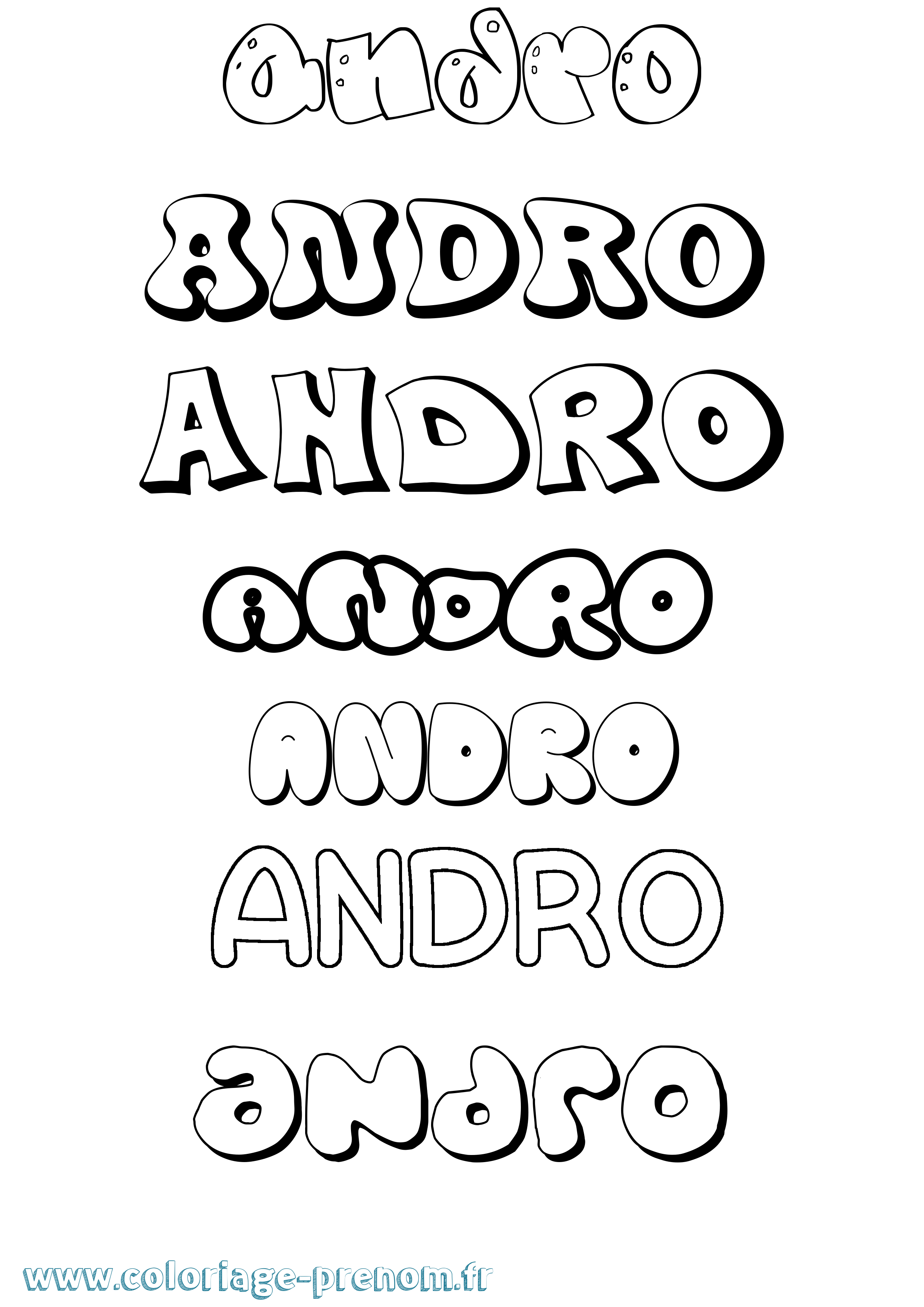 Coloriage prénom Andro Bubble