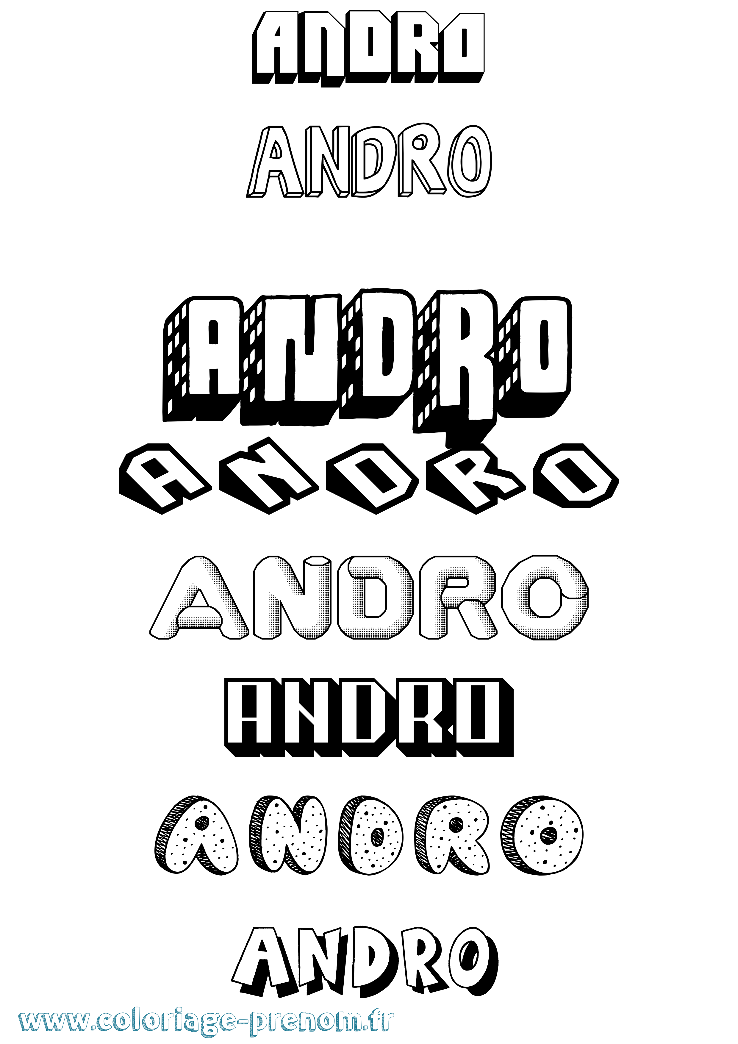 Coloriage prénom Andro Effet 3D