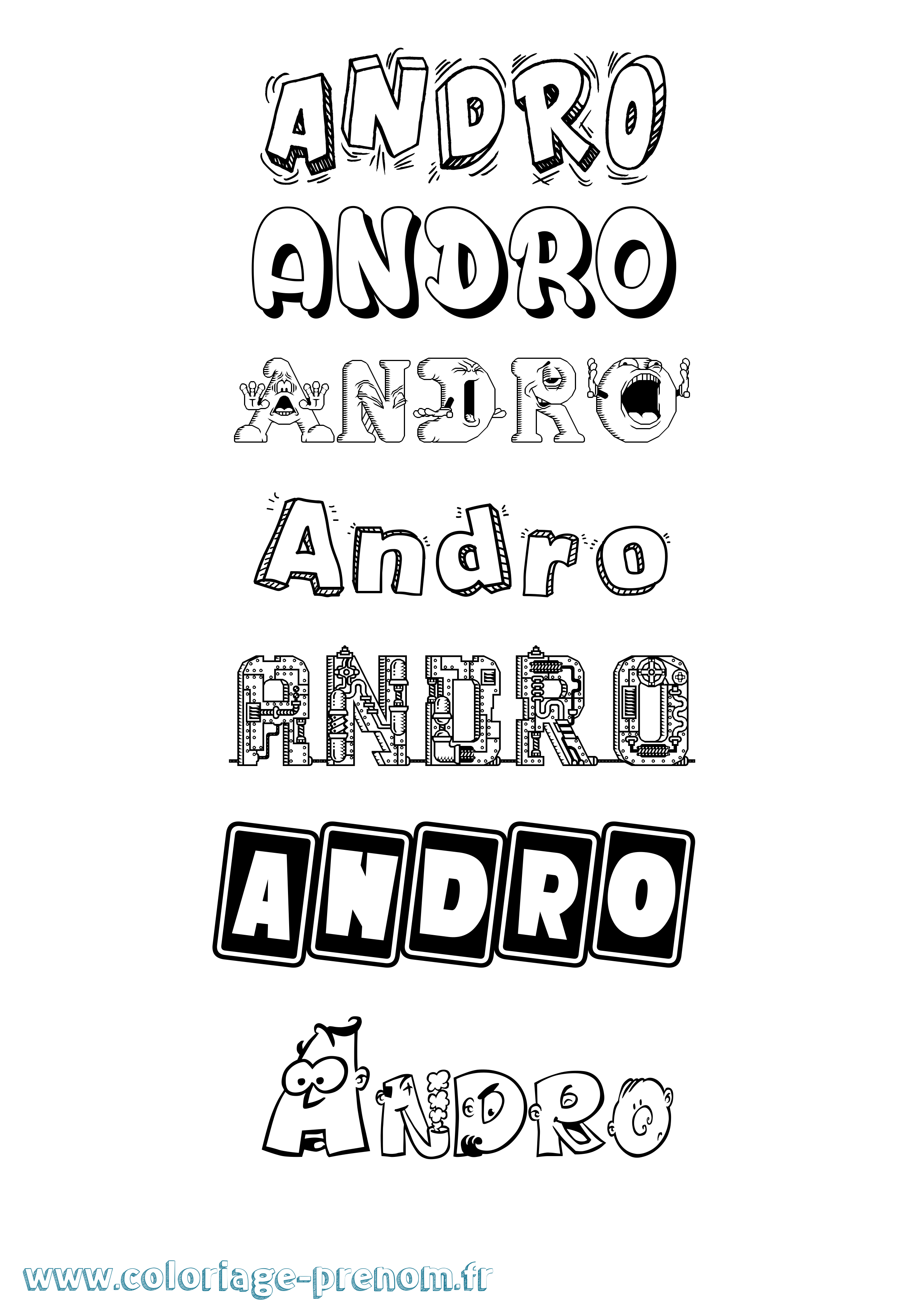 Coloriage prénom Andro Fun