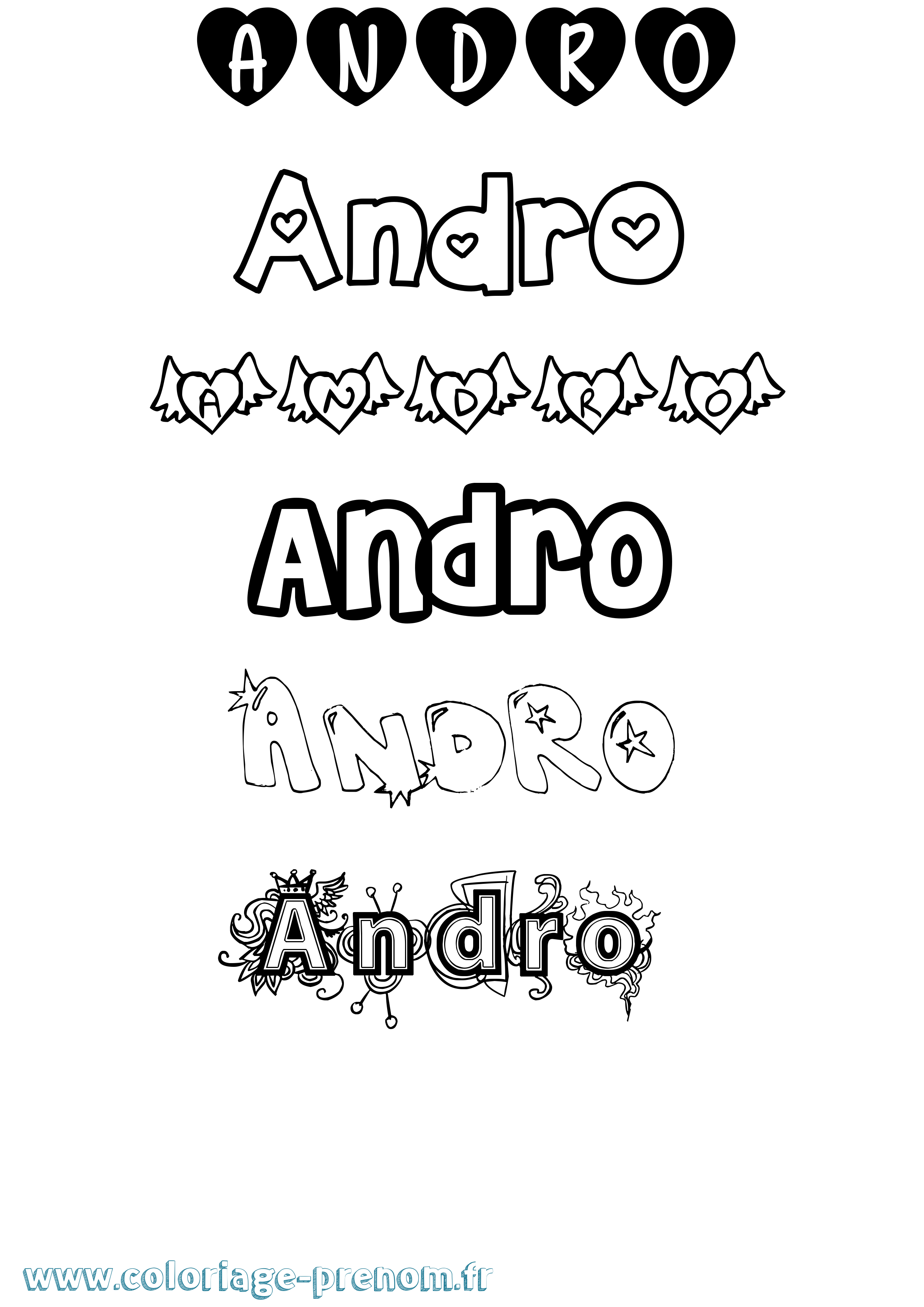 Coloriage prénom Andro Girly