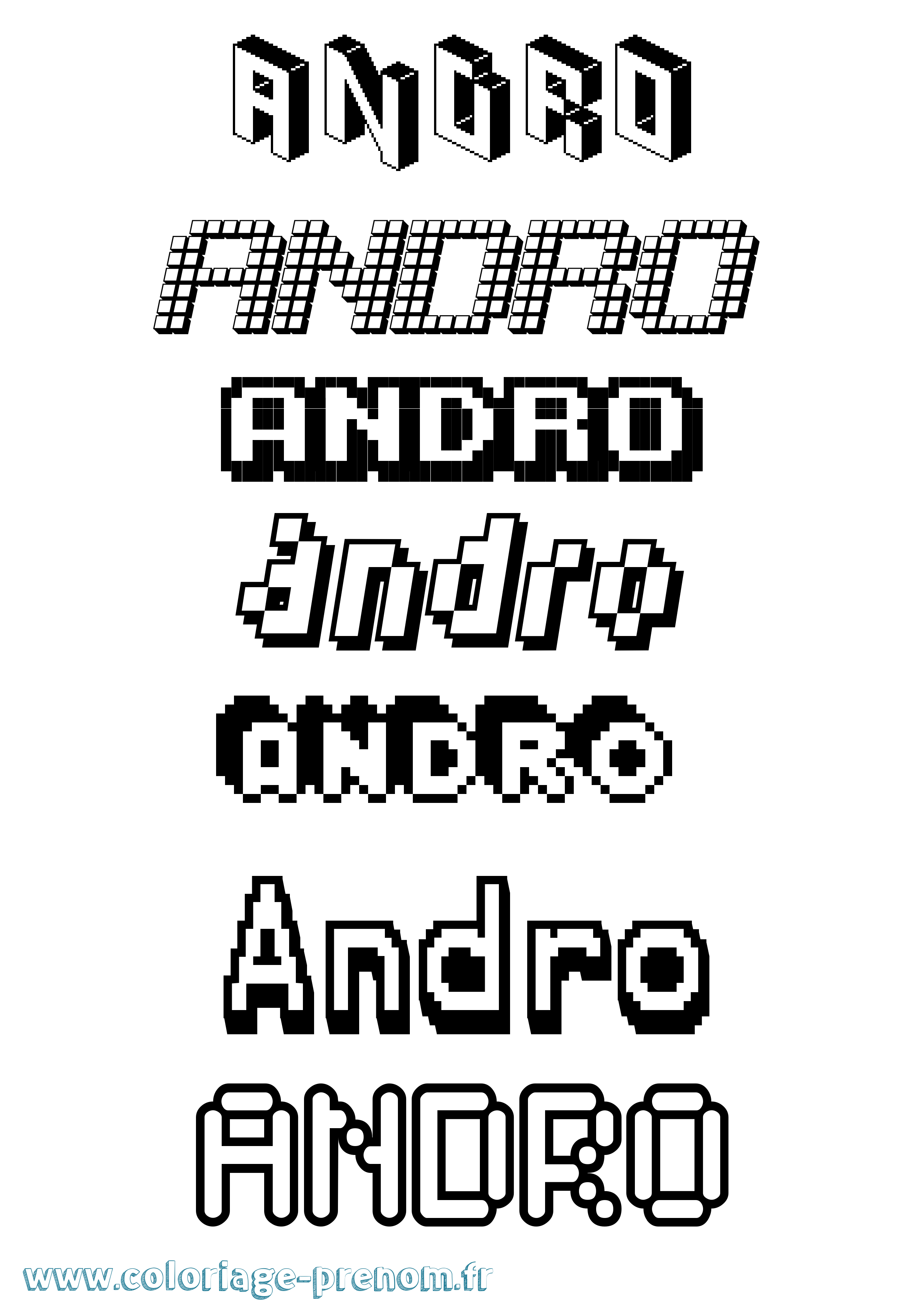 Coloriage prénom Andro Pixel