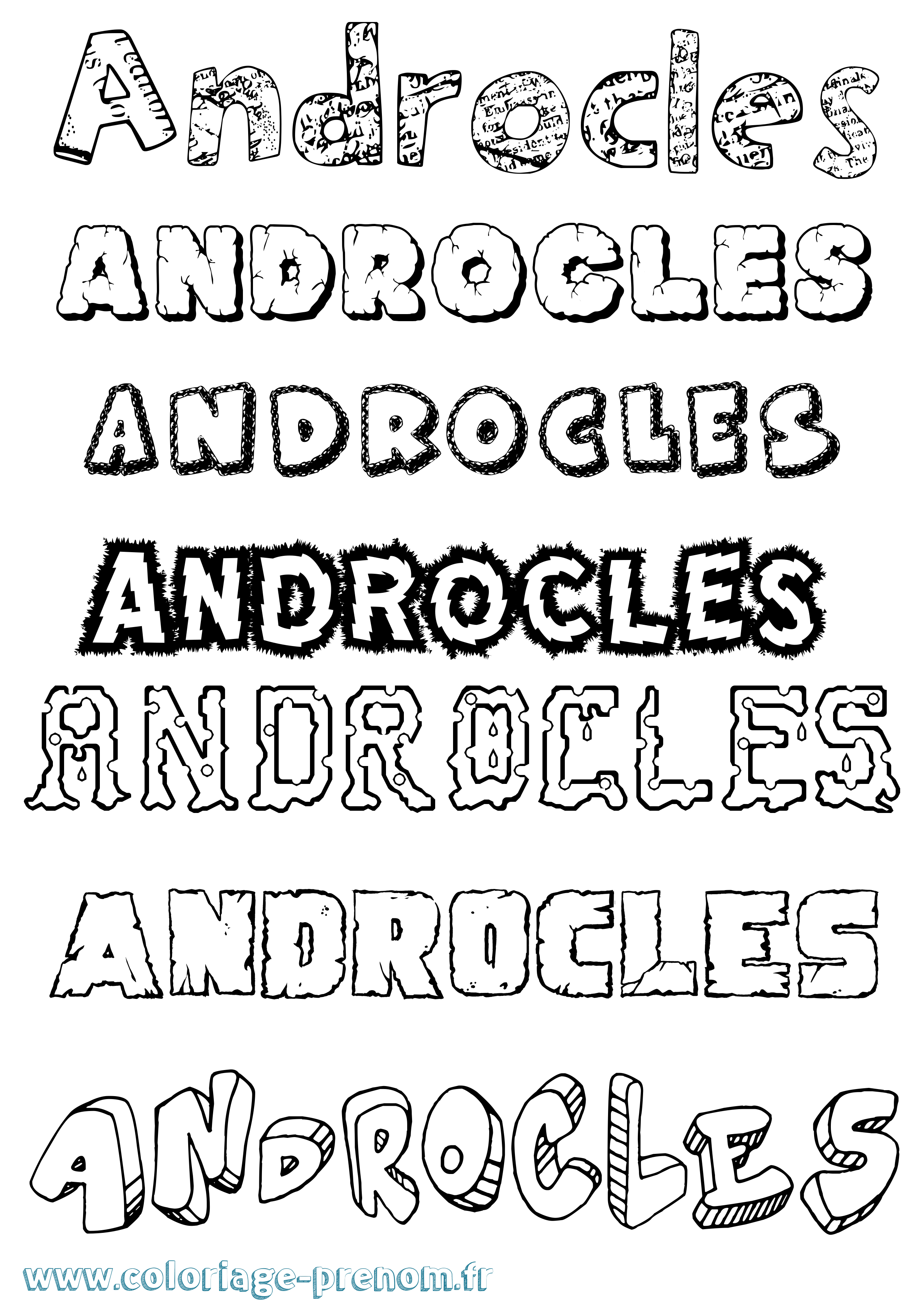 Coloriage prénom Androcles Destructuré