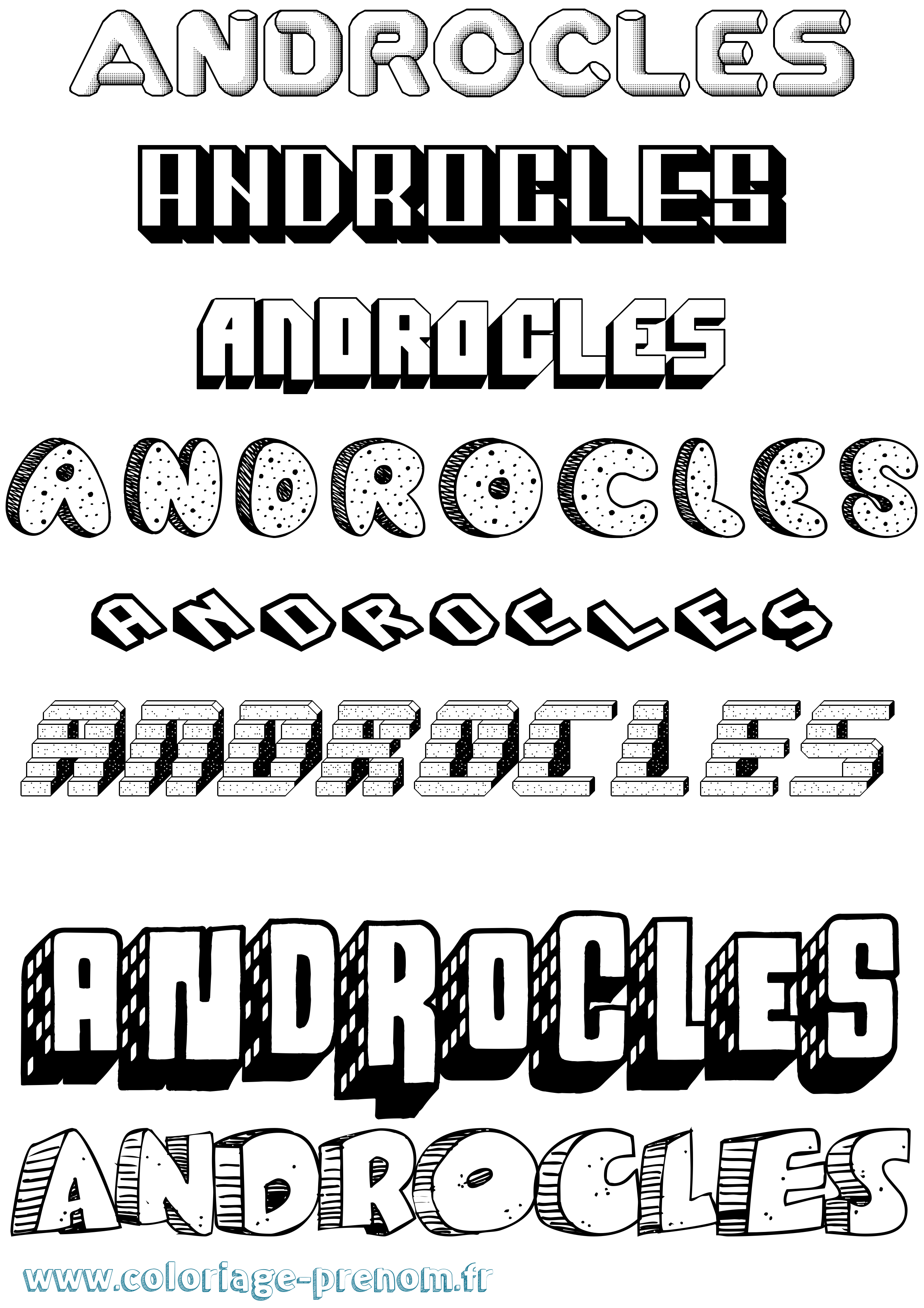 Coloriage prénom Androcles Effet 3D