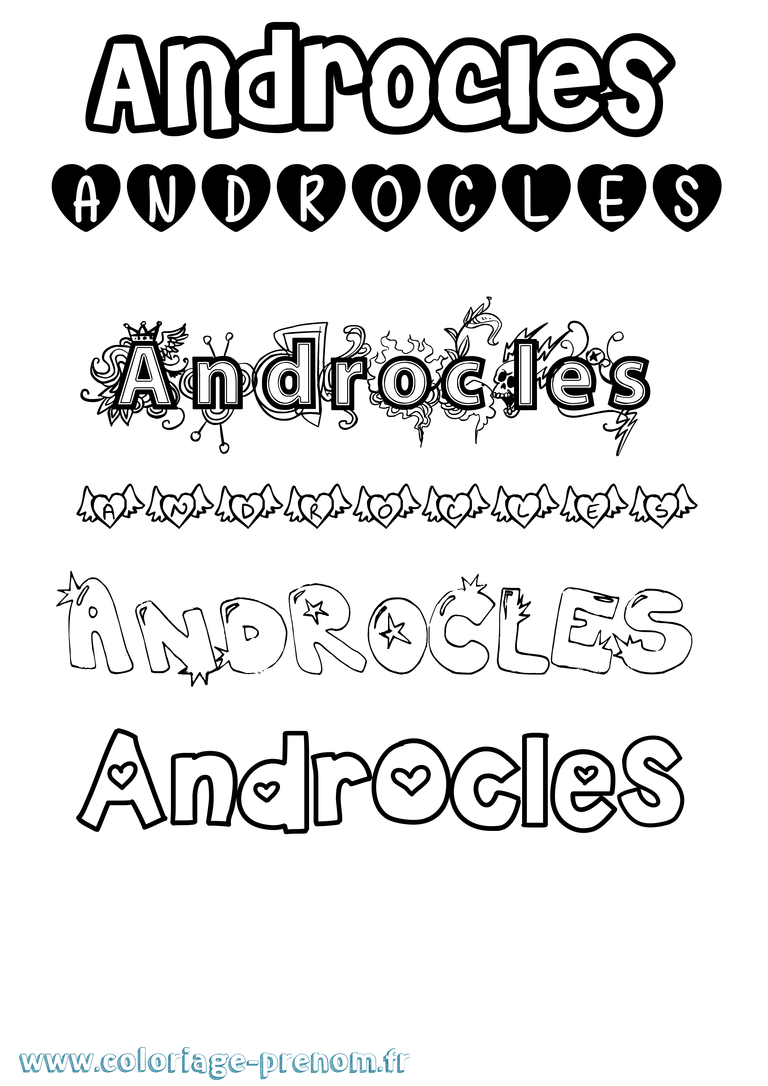 Coloriage prénom Androcles Girly