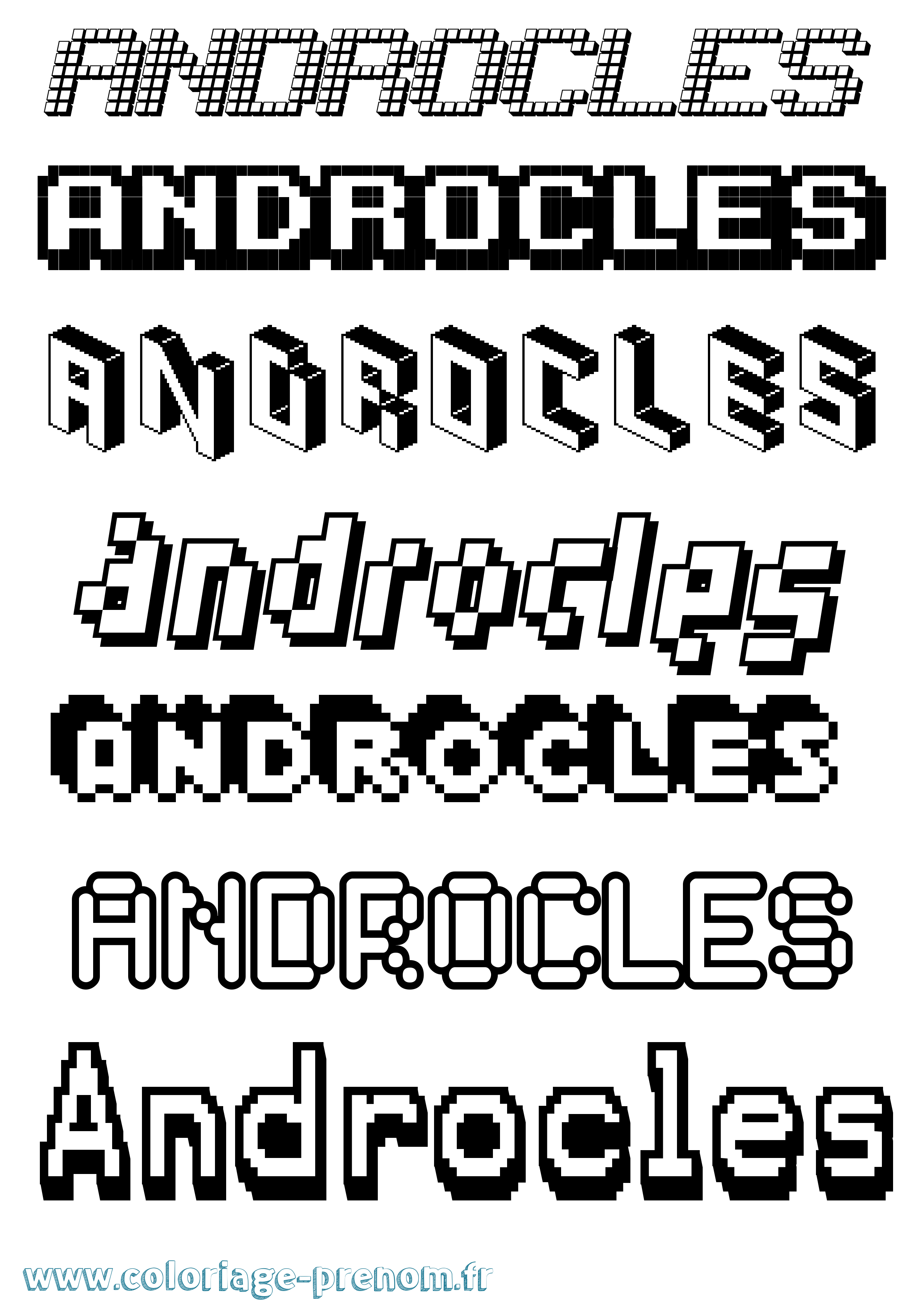 Coloriage prénom Androcles Pixel