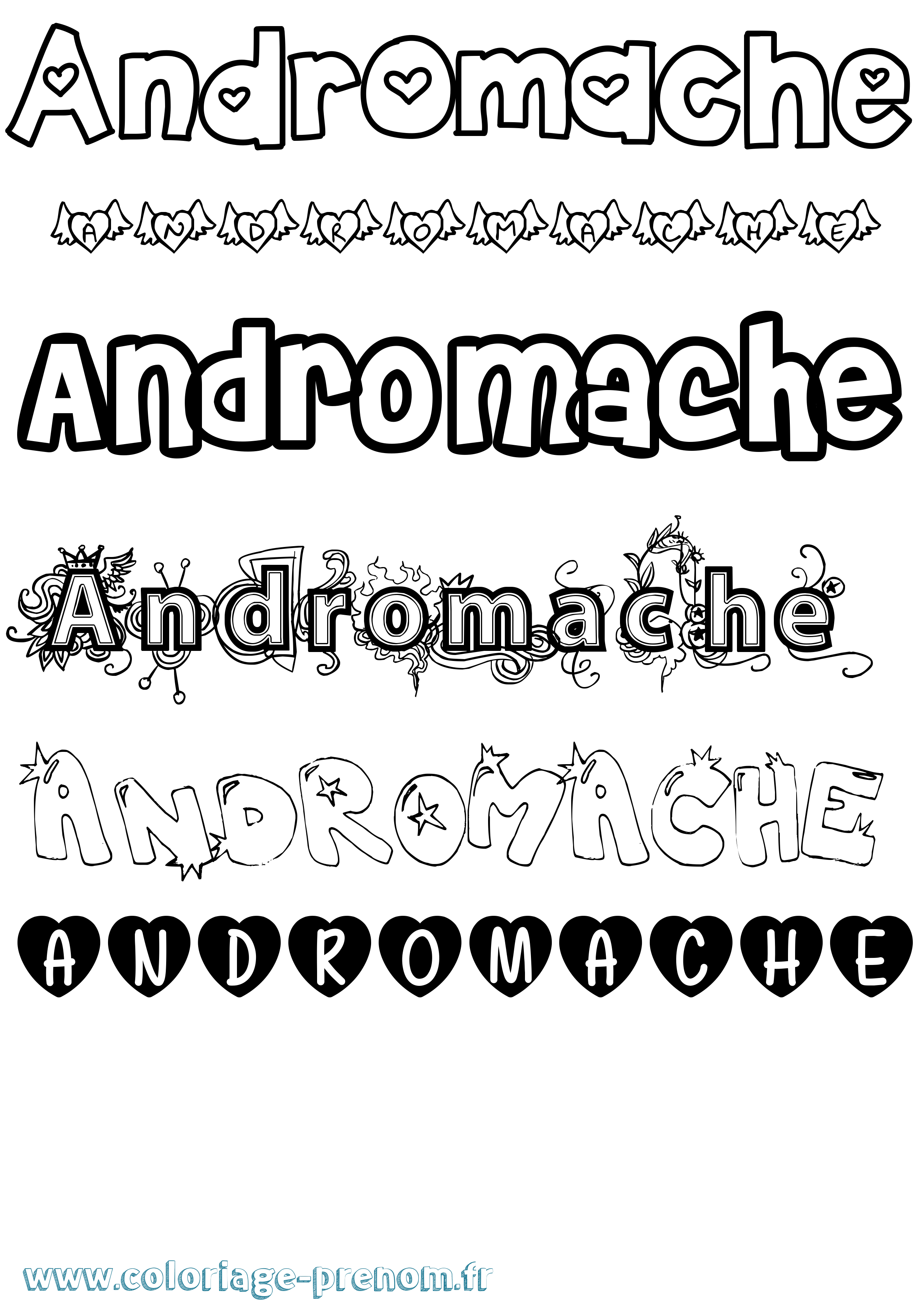 Coloriage prénom Andromache Girly