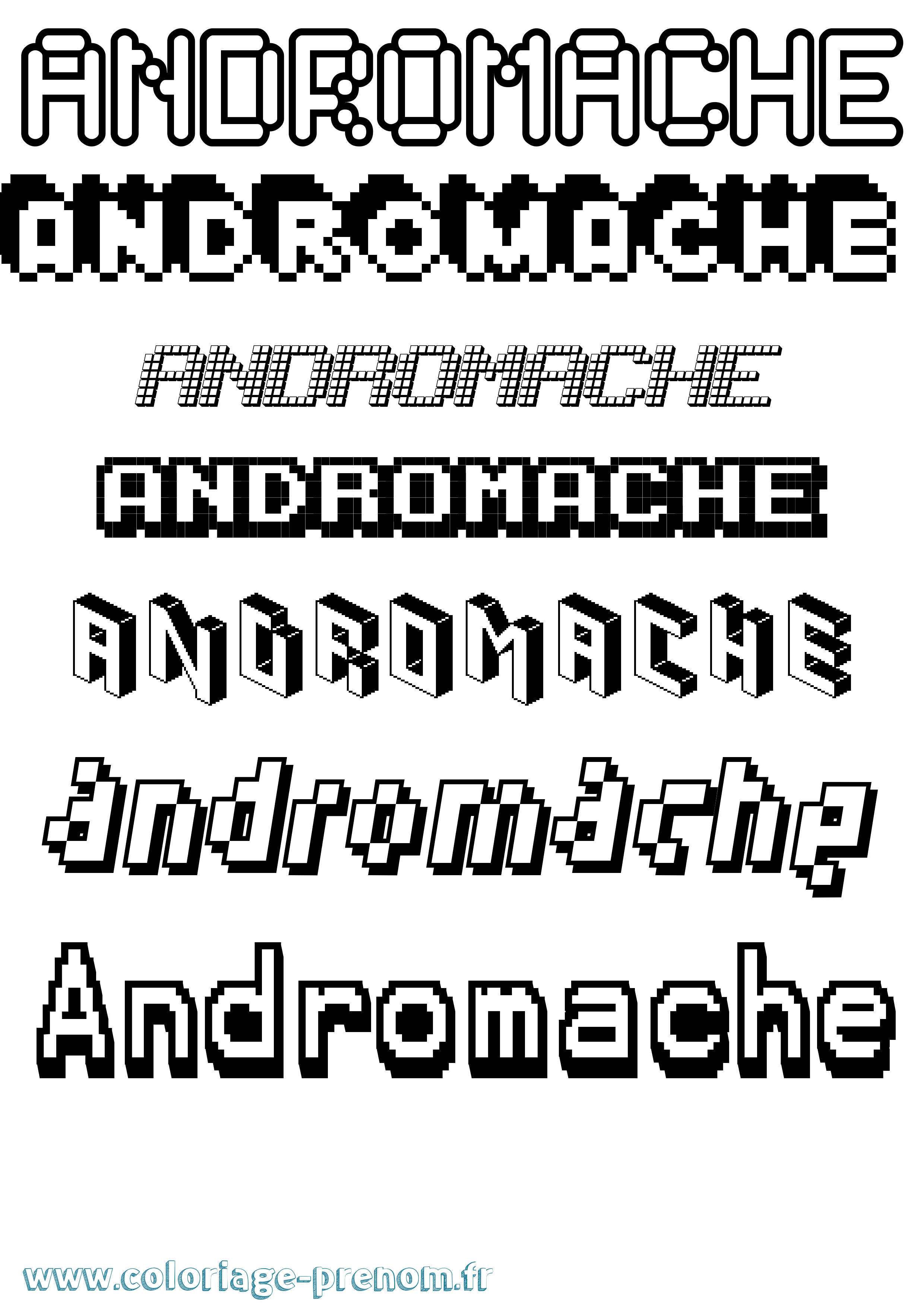 Coloriage prénom Andromache Pixel