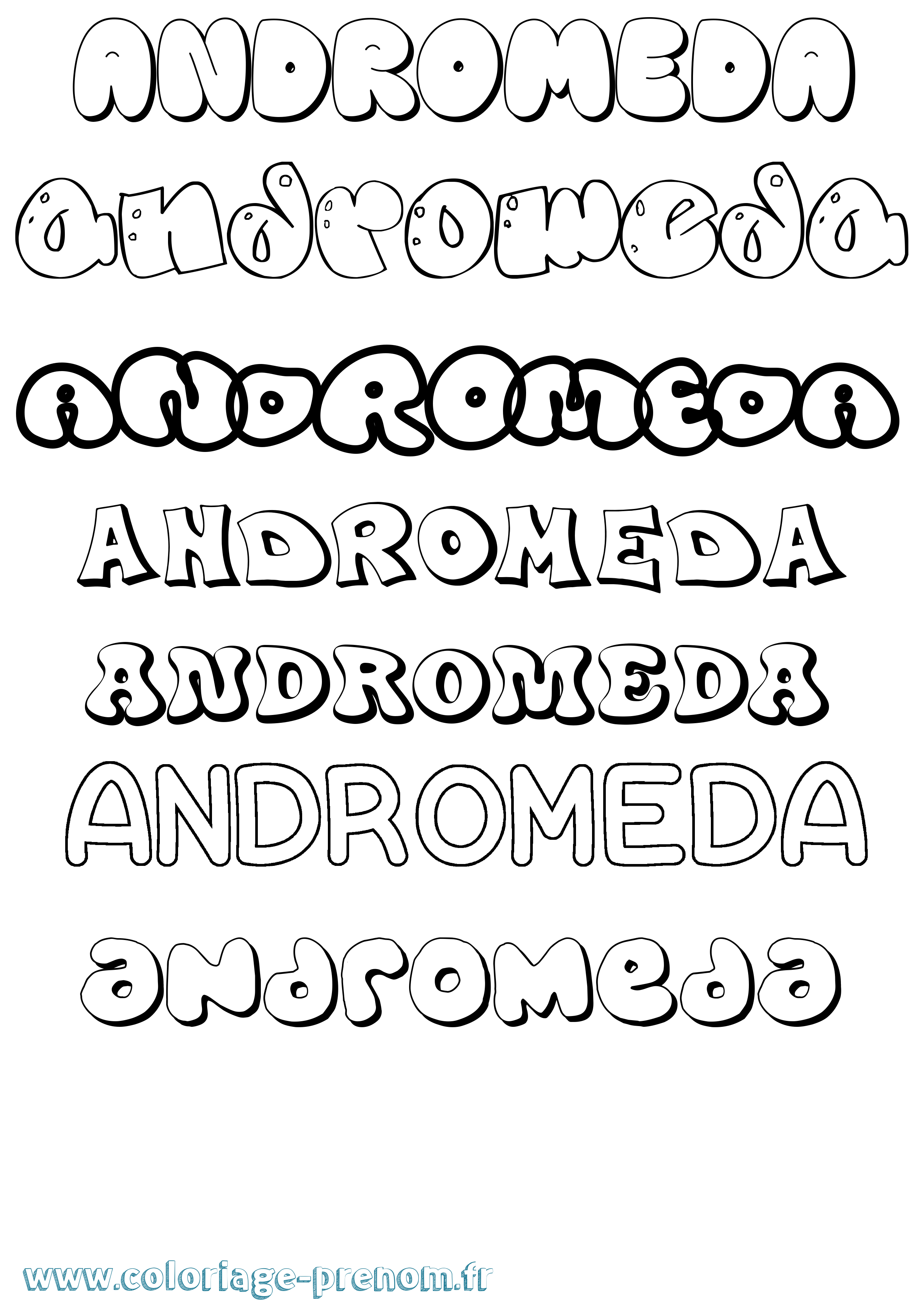 Coloriage prénom Andromeda Bubble