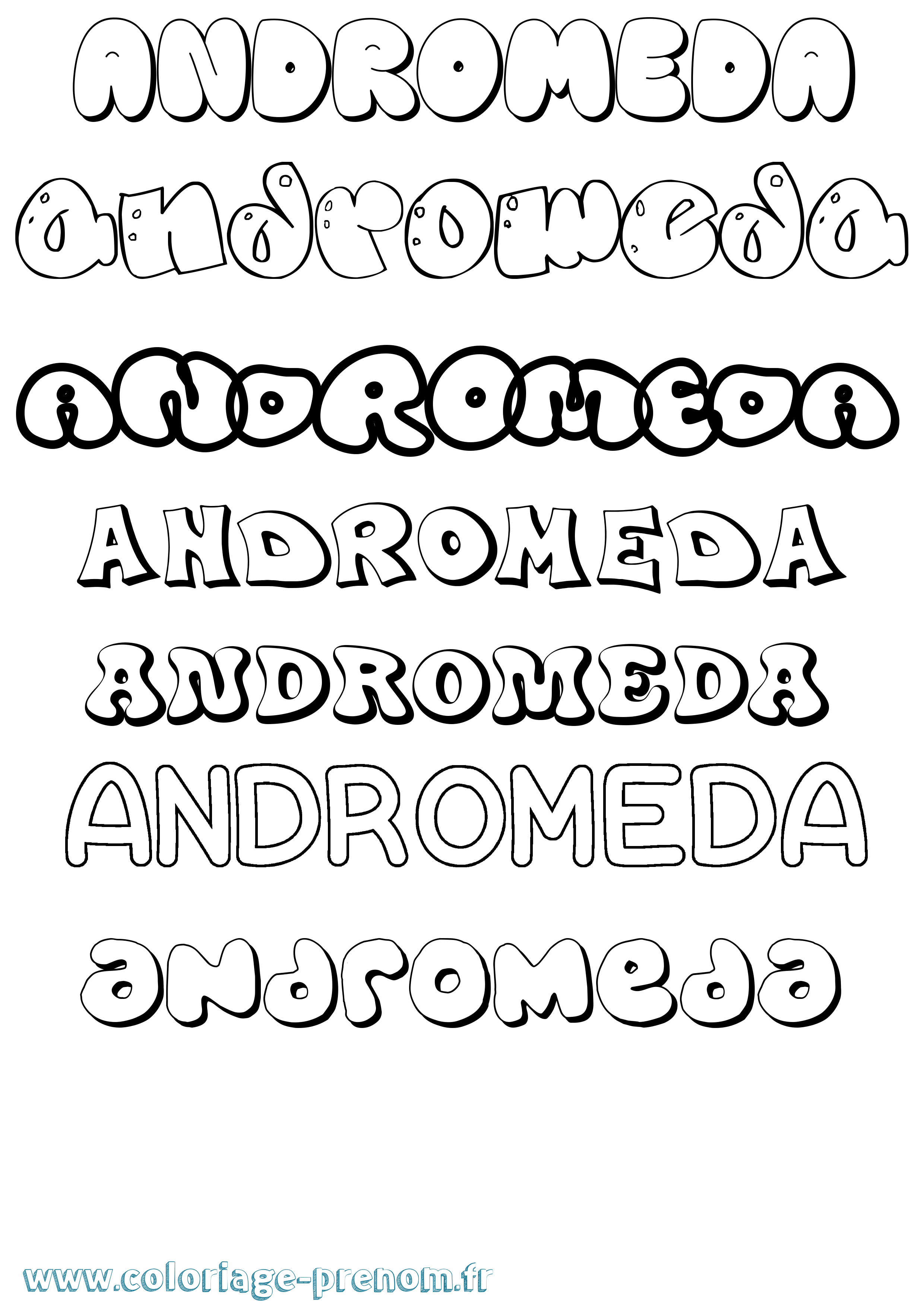 Coloriage Andromeda Bubble Coloriage prénom Andromeda Bubble