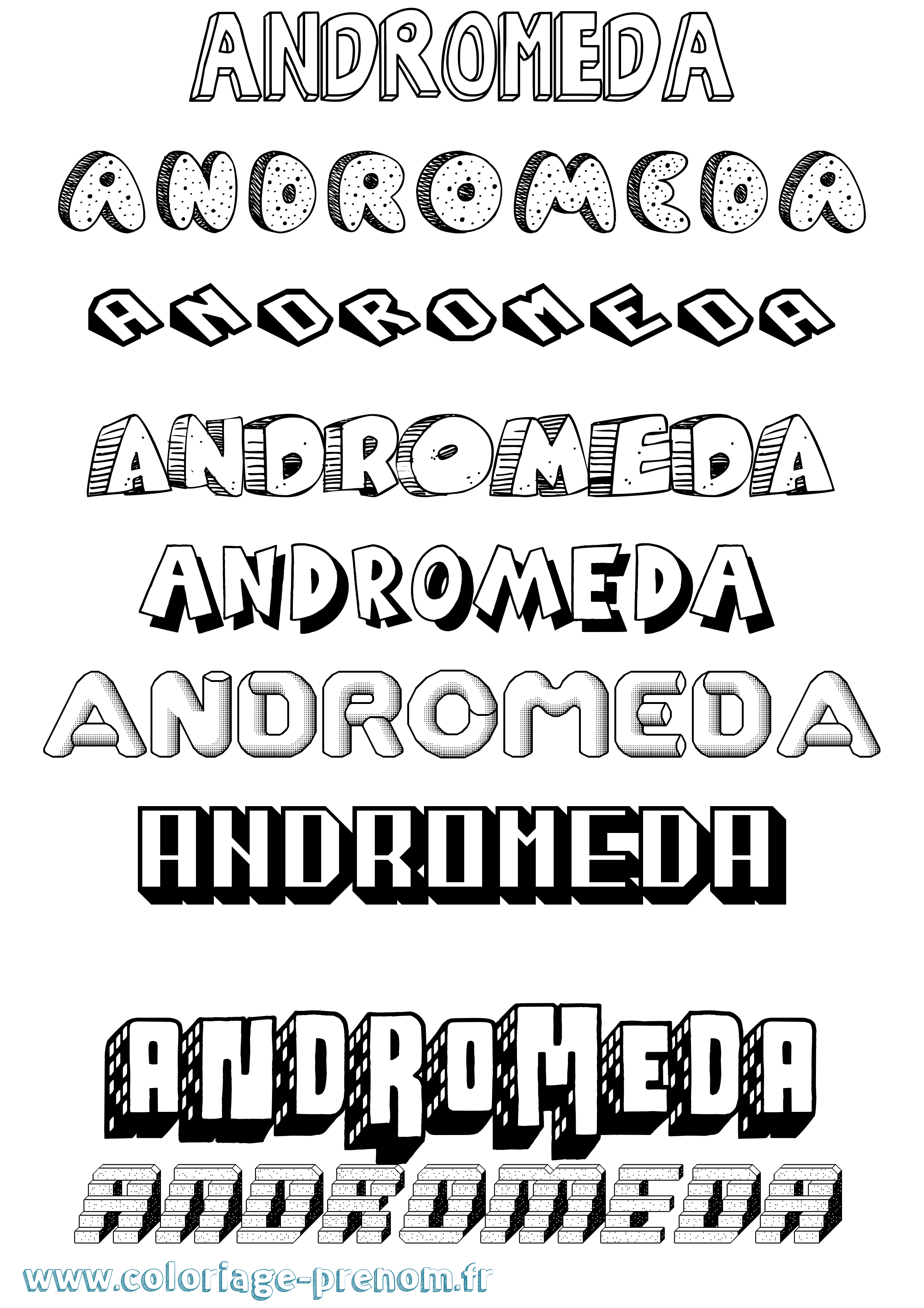 Coloriage prénom Andromeda Effet 3D