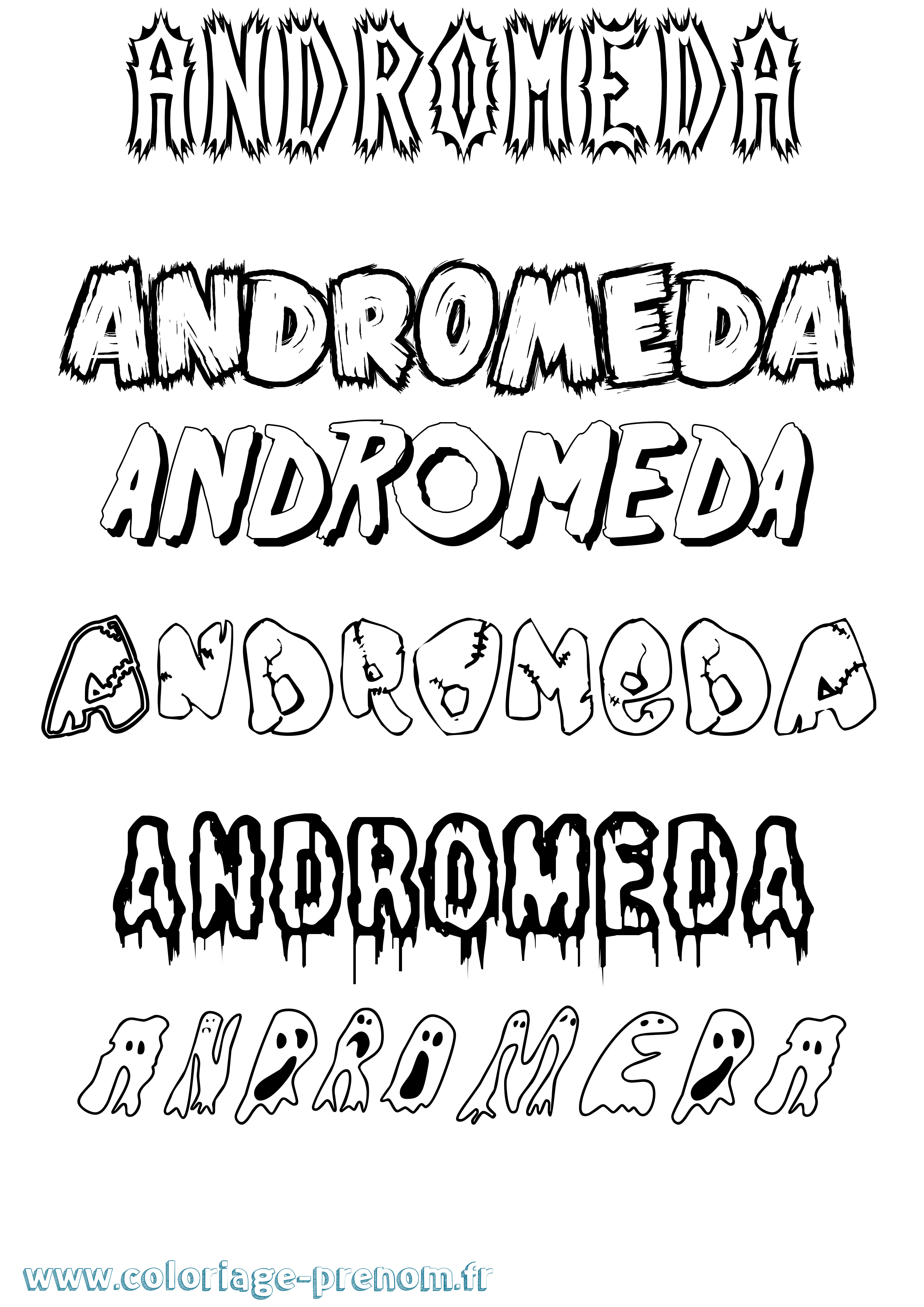 Coloriage prénom Andromeda Frisson