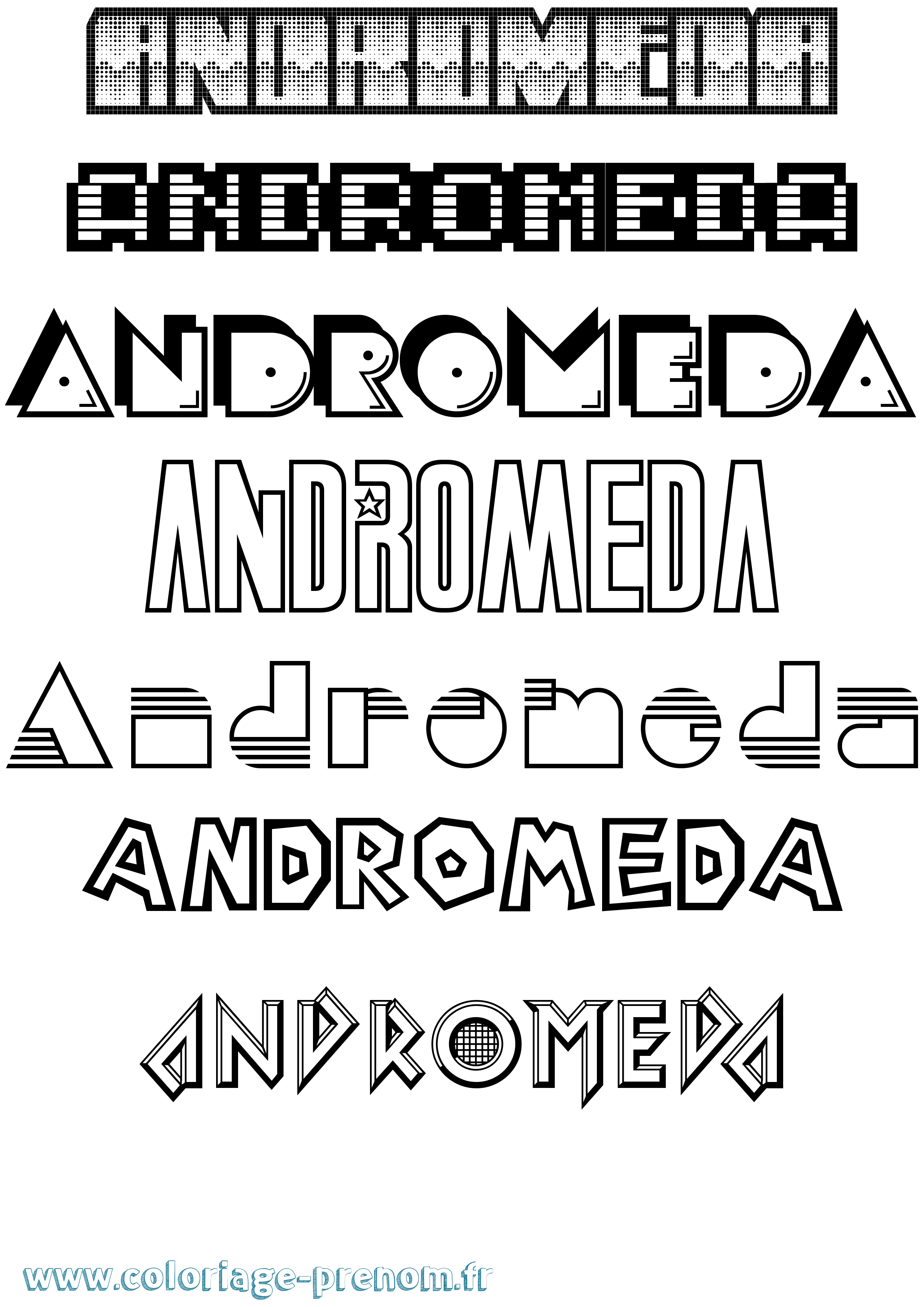 Coloriage prénom Andromeda Jeux Vidéos
