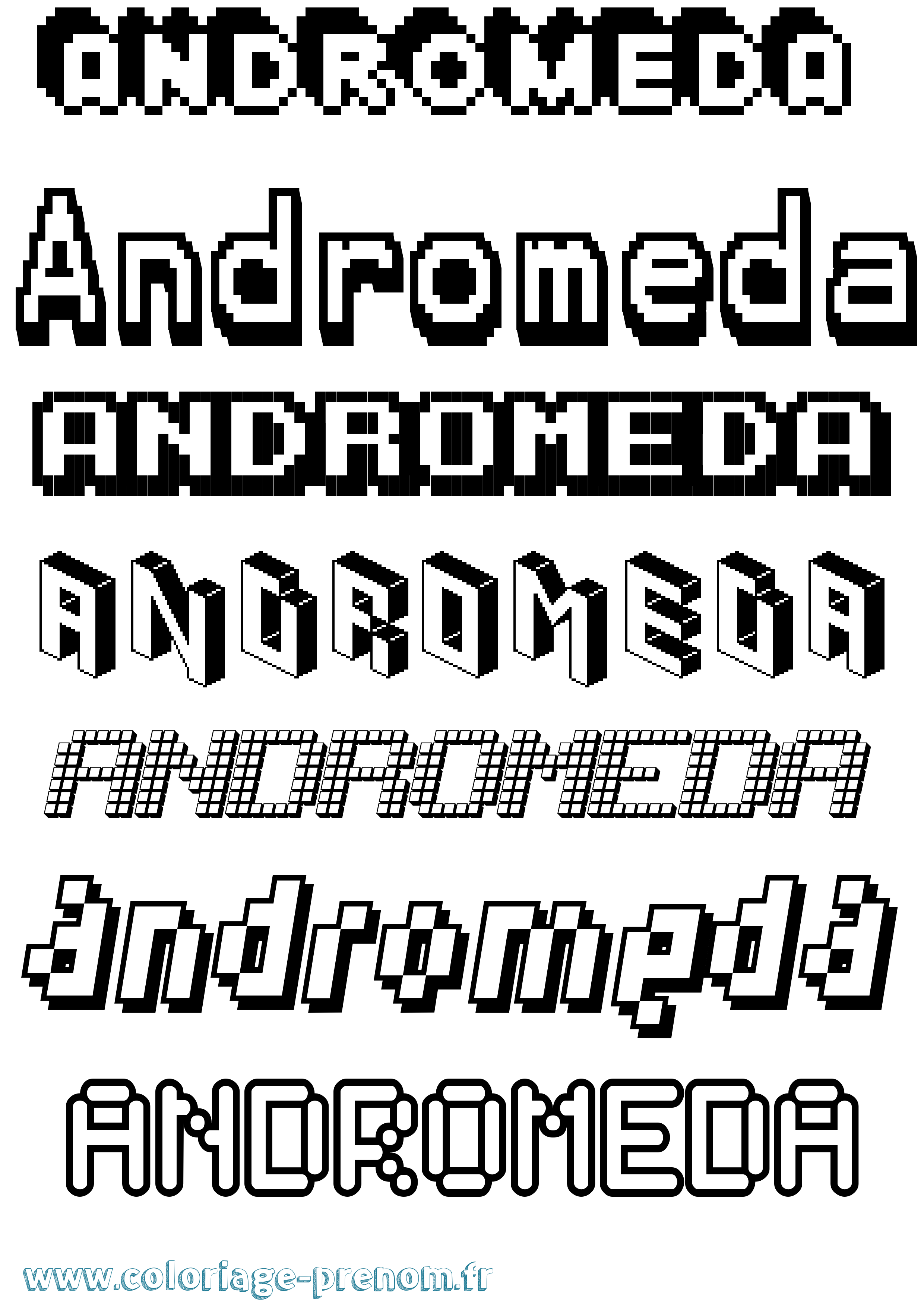 Coloriage Andromeda Pixel Coloriage prénom Andromeda Pixel