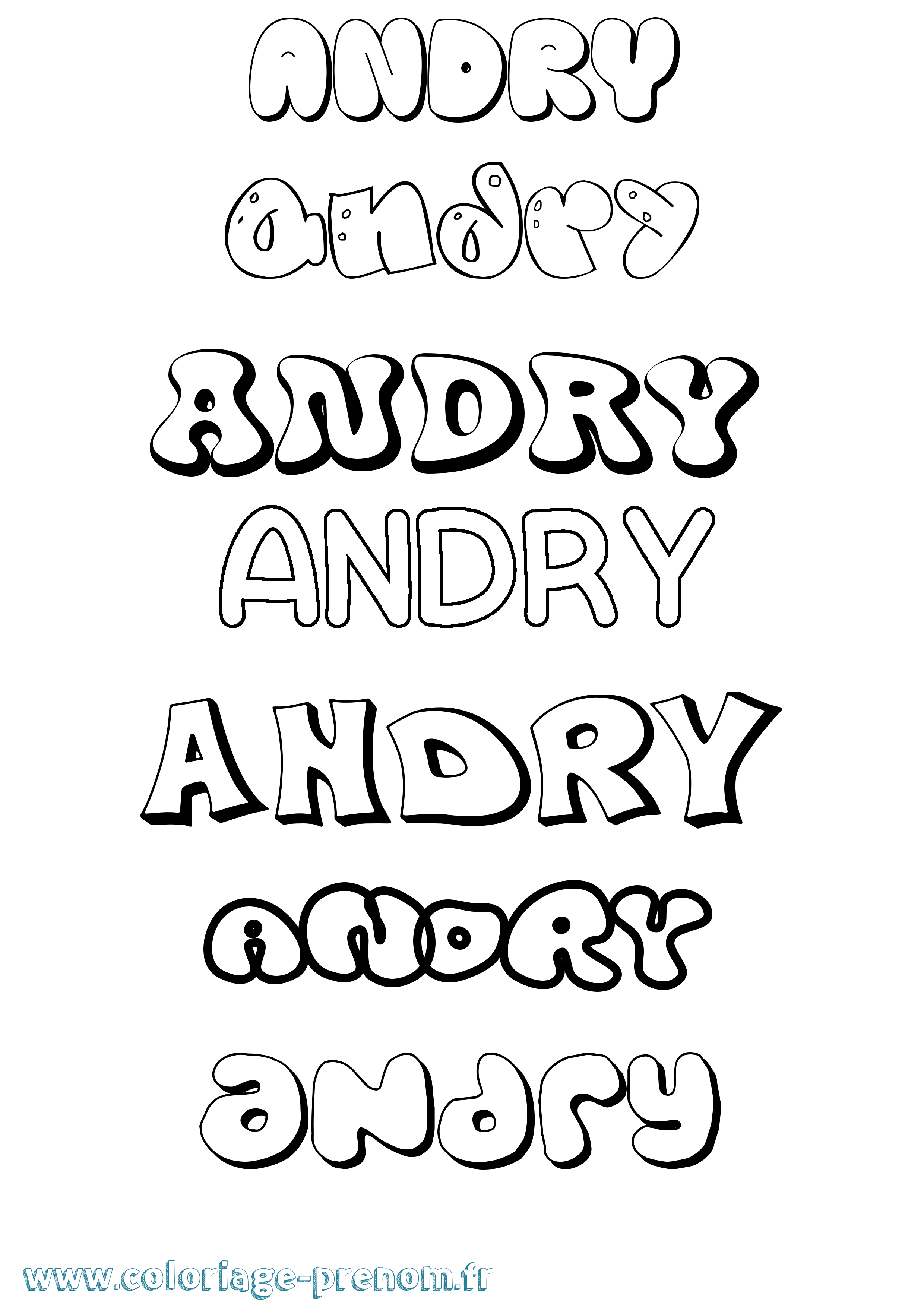 Coloriage Andry Bubble Coloriage prénom Andry Bubble