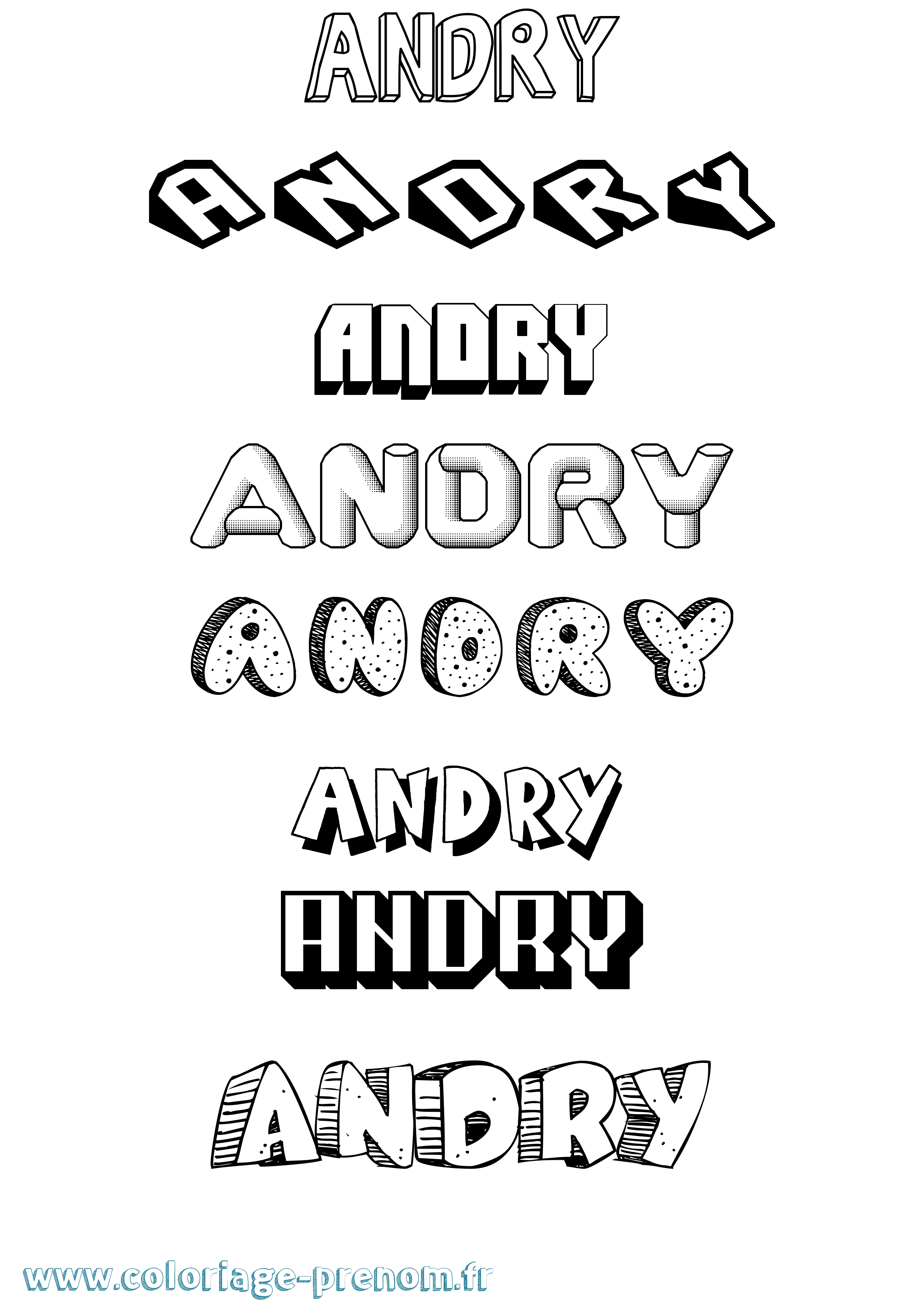 Coloriage Andry Effet 3D Coloriage prénom Andry Effet 3D