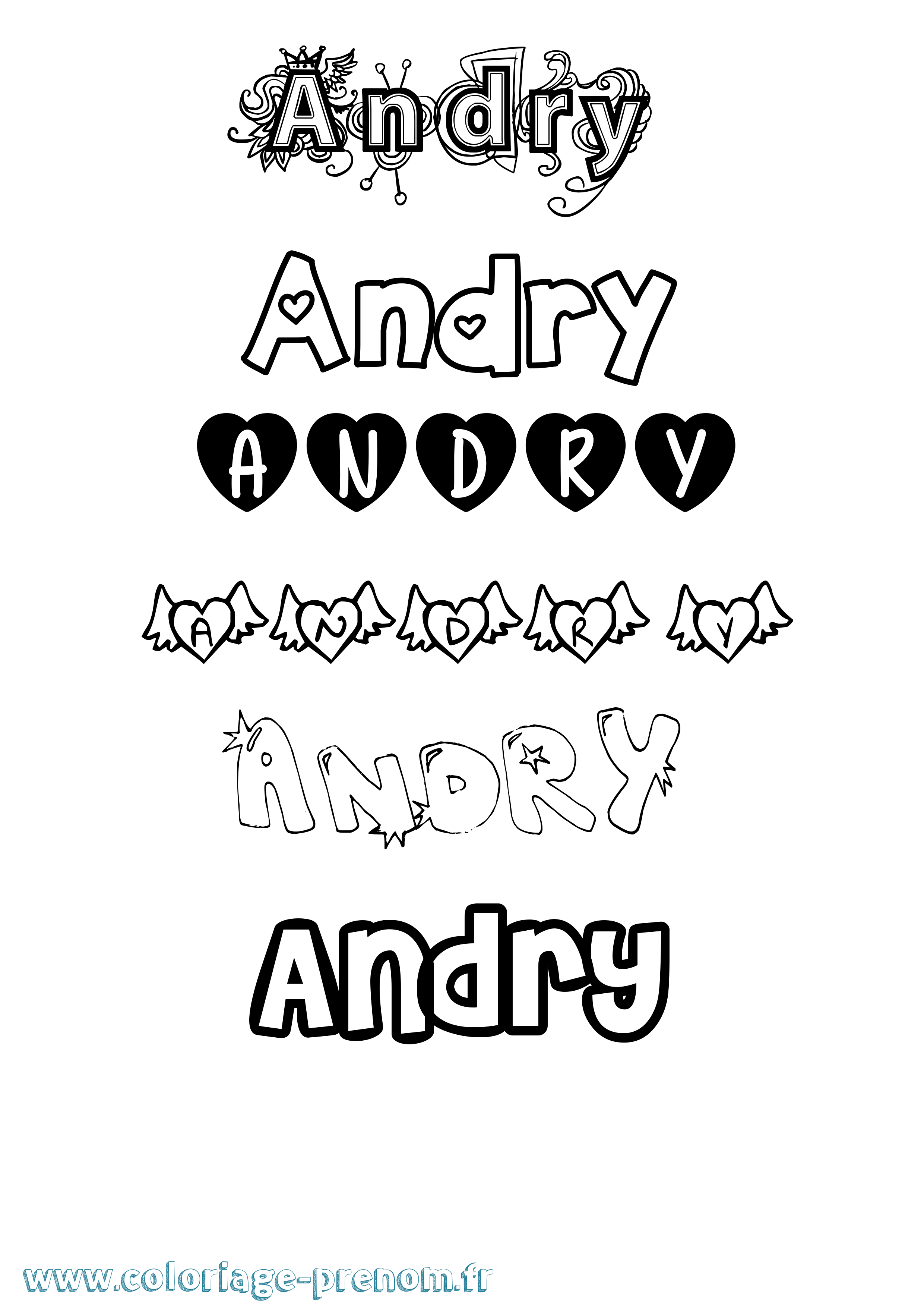 Coloriage Andry Girly Coloriage prénom Andry Girly
