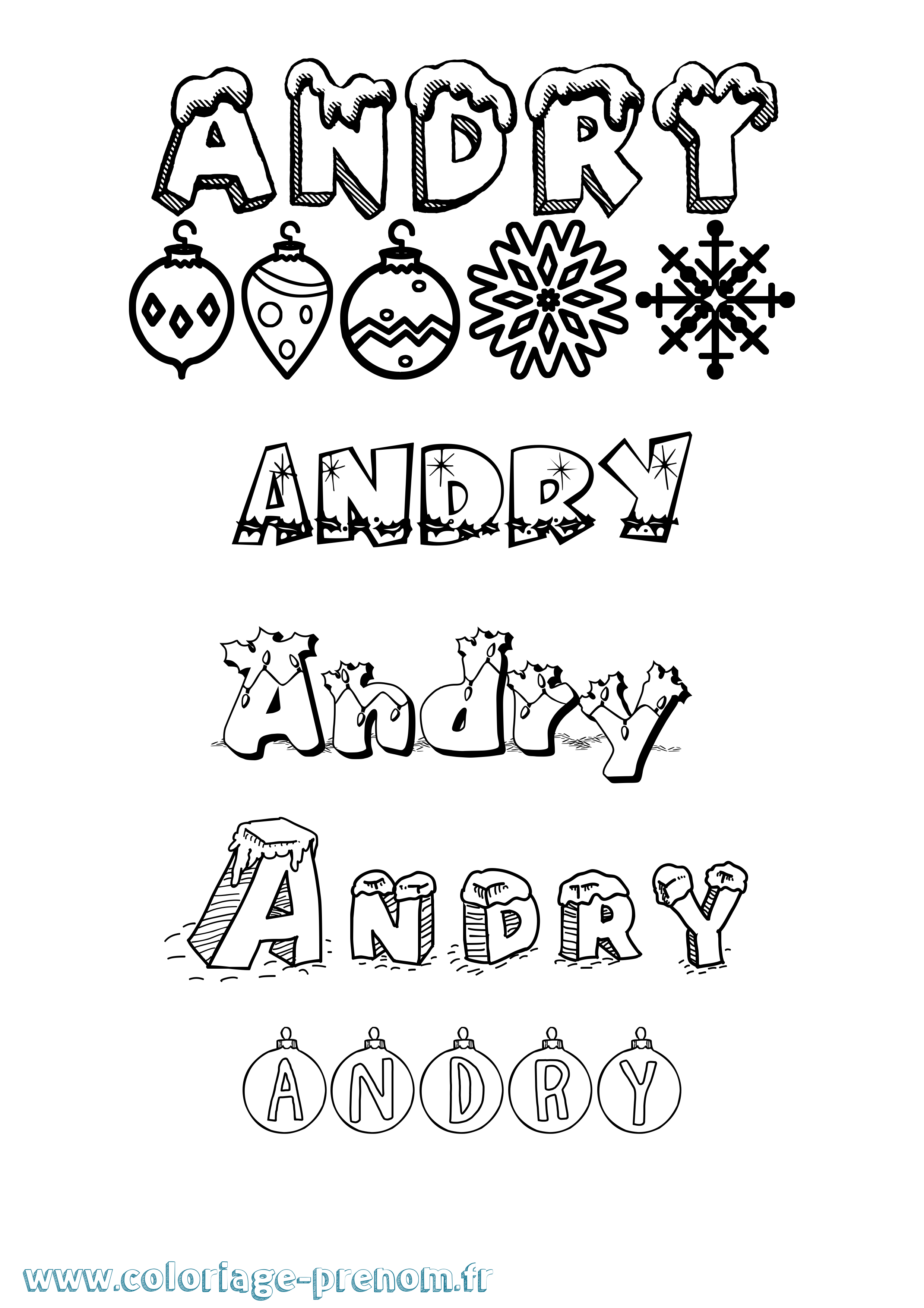 Coloriage Andry Noël Coloriage prénom Andry Noël
