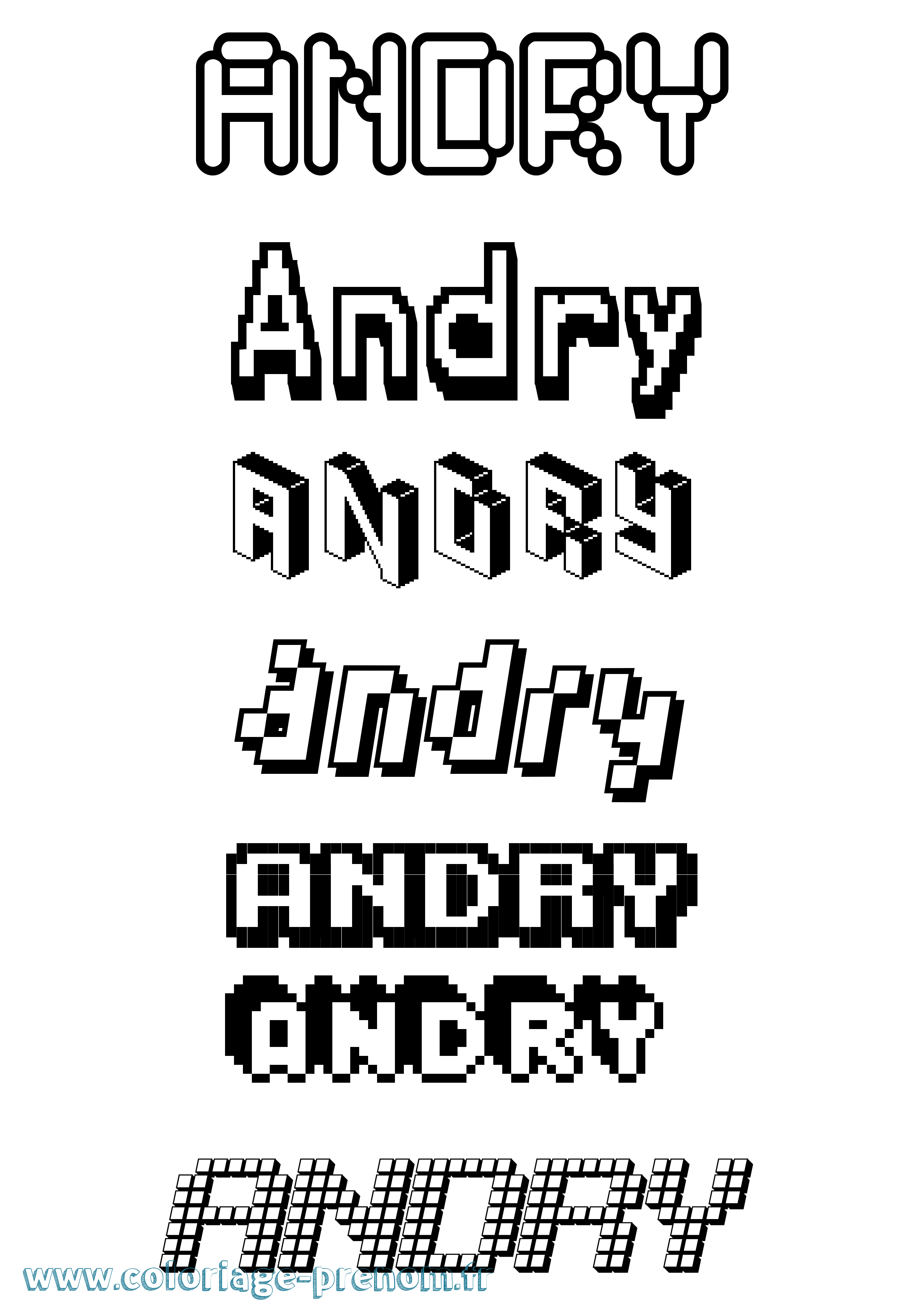 Coloriage Andry Pixel Coloriage prénom Andry Pixel