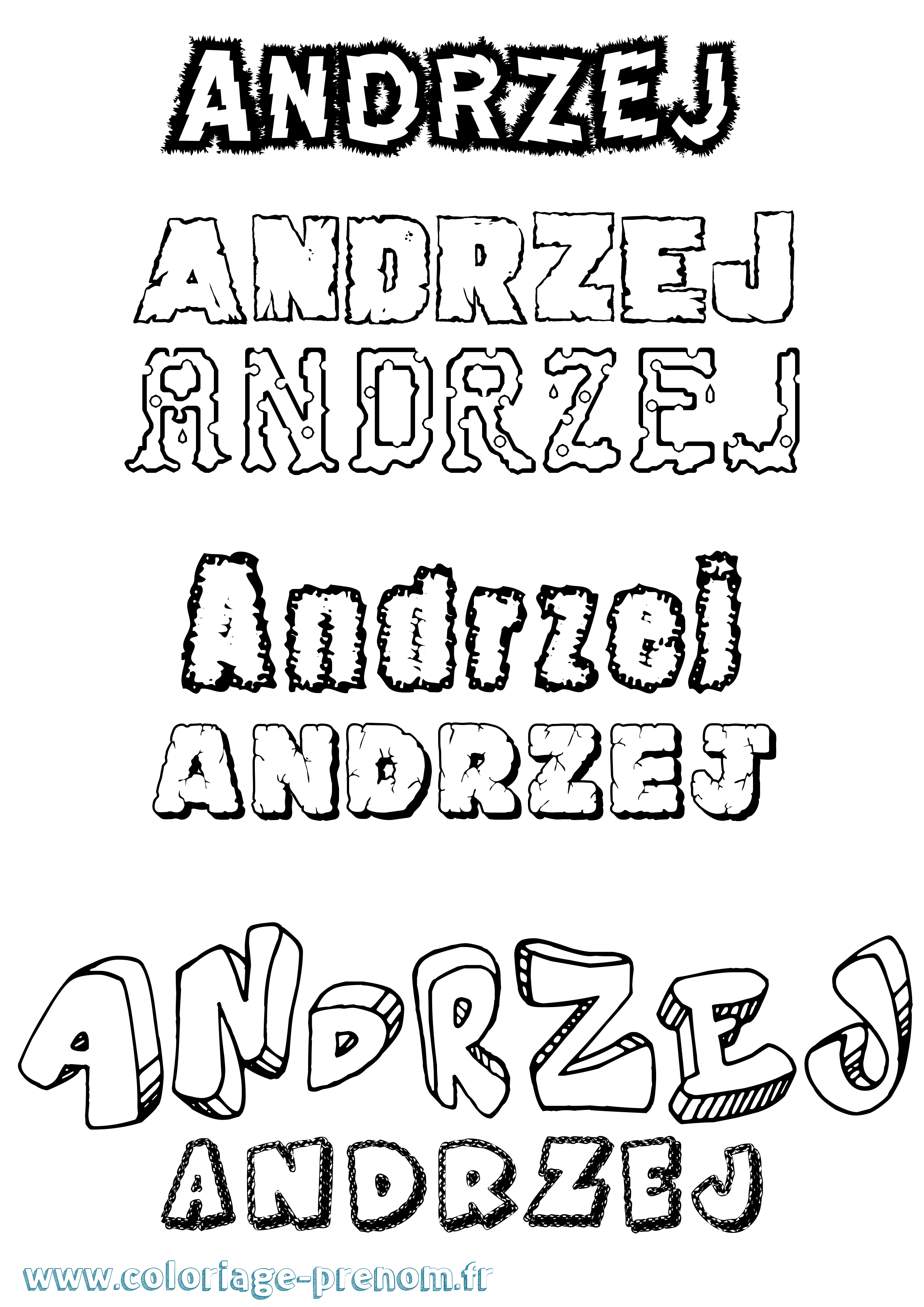 Coloriage prénom Andrzej Destructuré
