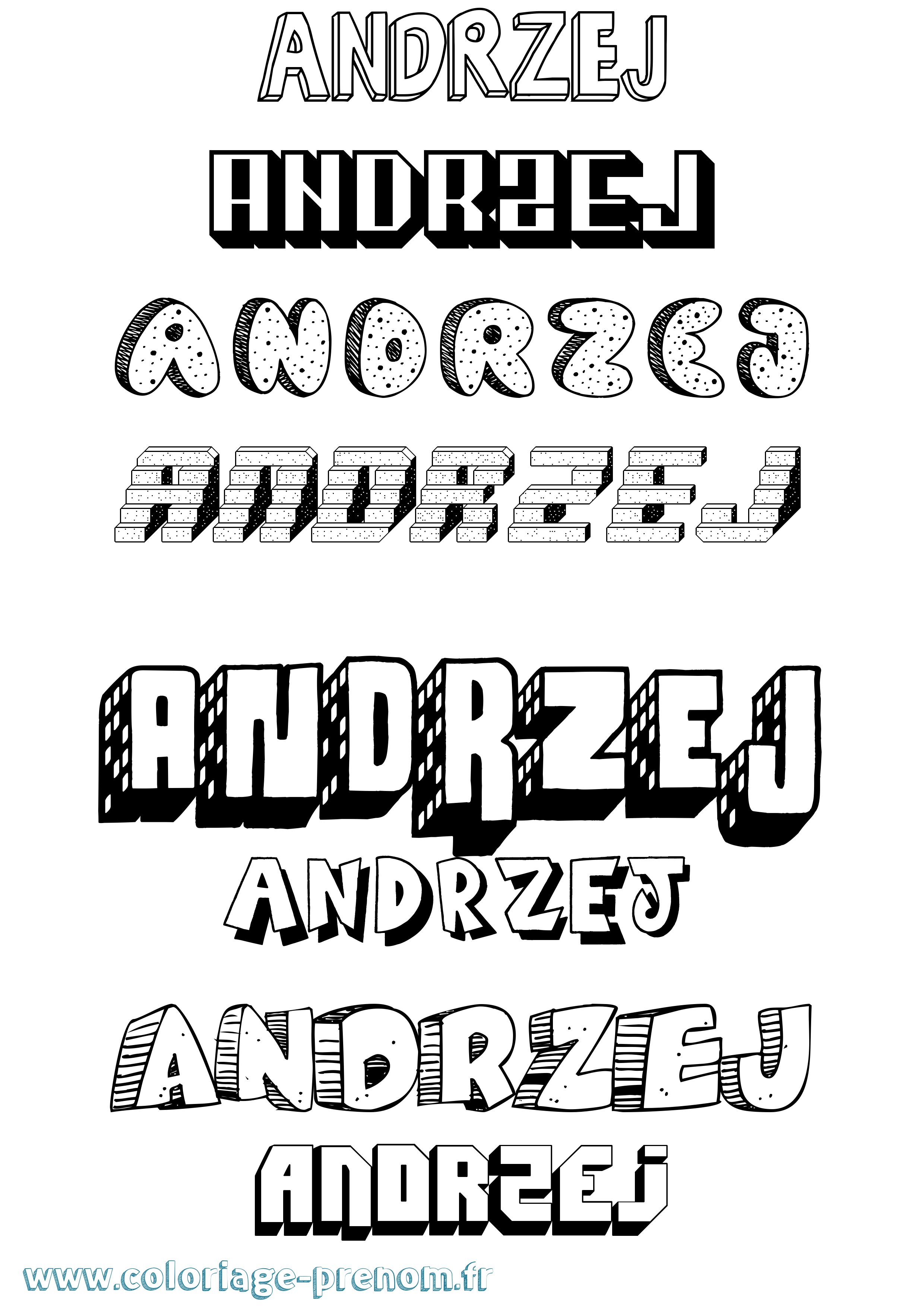 Coloriage Andrzej Effet 3D Coloriage prénom Andrzej Effet 3D