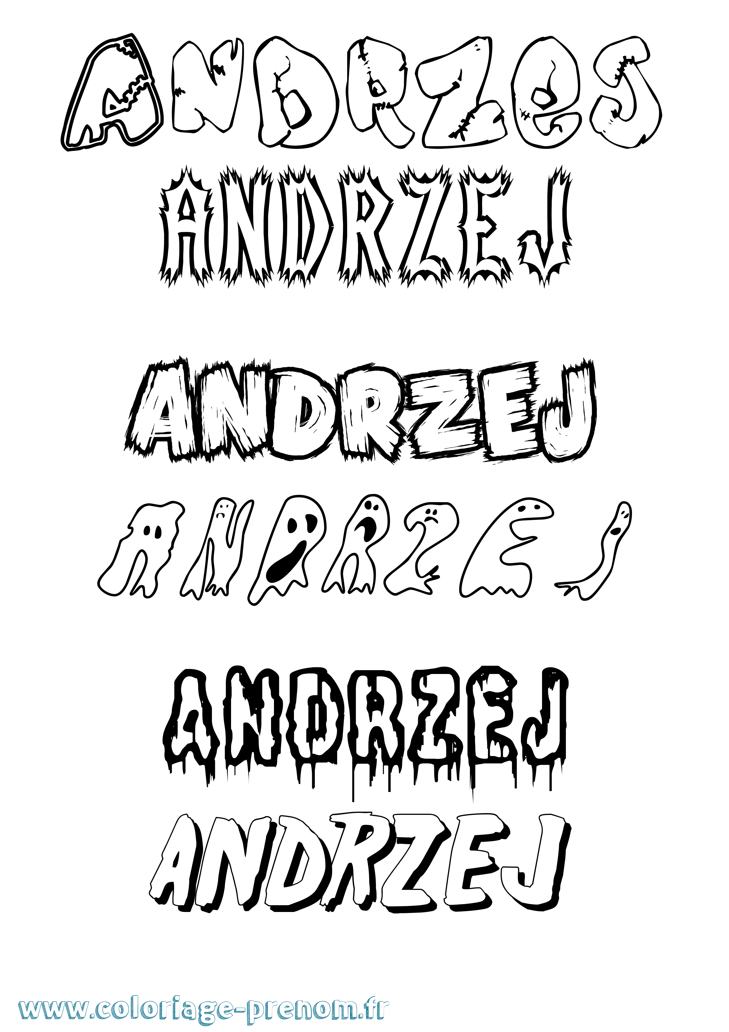Coloriage prénom Andrzej Frisson