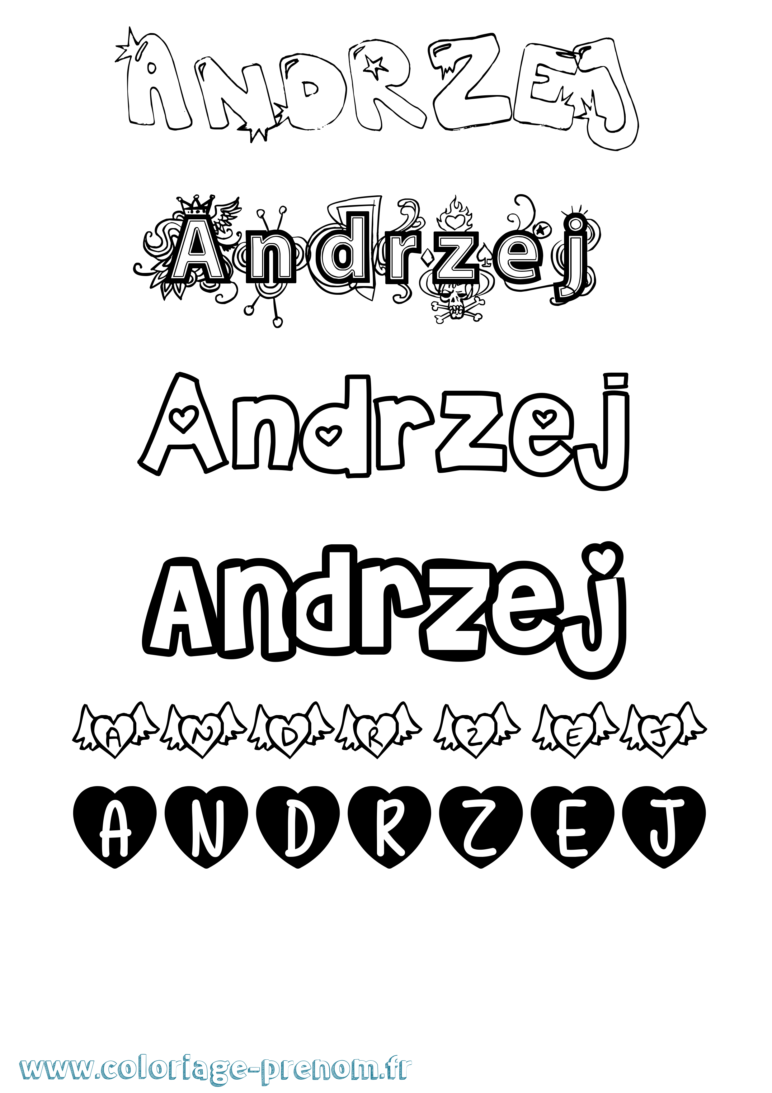 Coloriage prénom Andrzej Girly