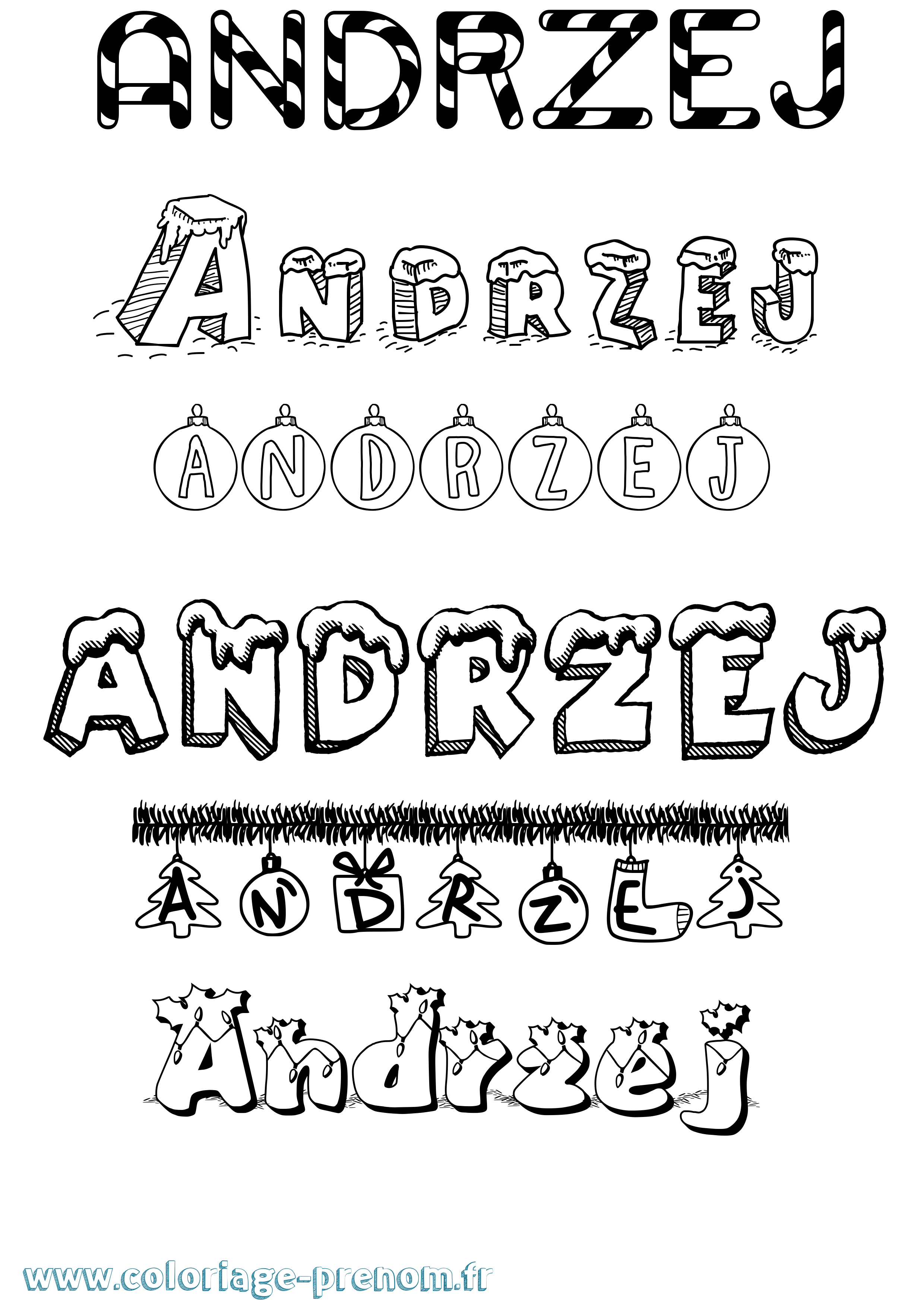 Coloriage Andrzej Noël Coloriage prénom Andrzej Noël