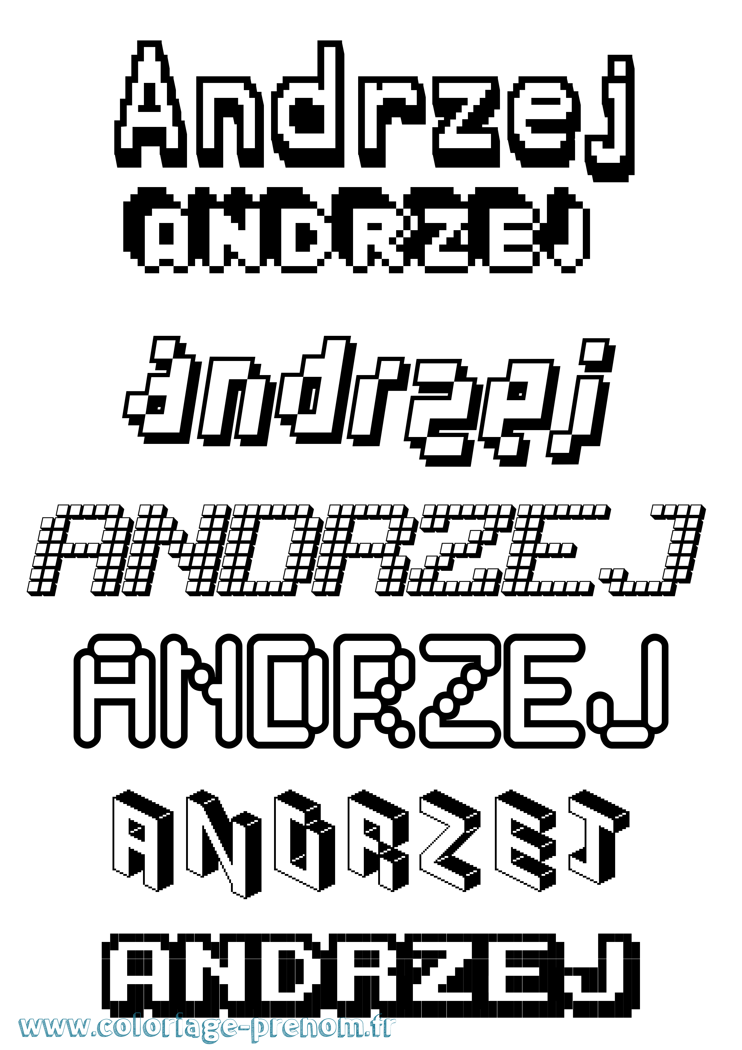 Coloriage prénom Andrzej Pixel