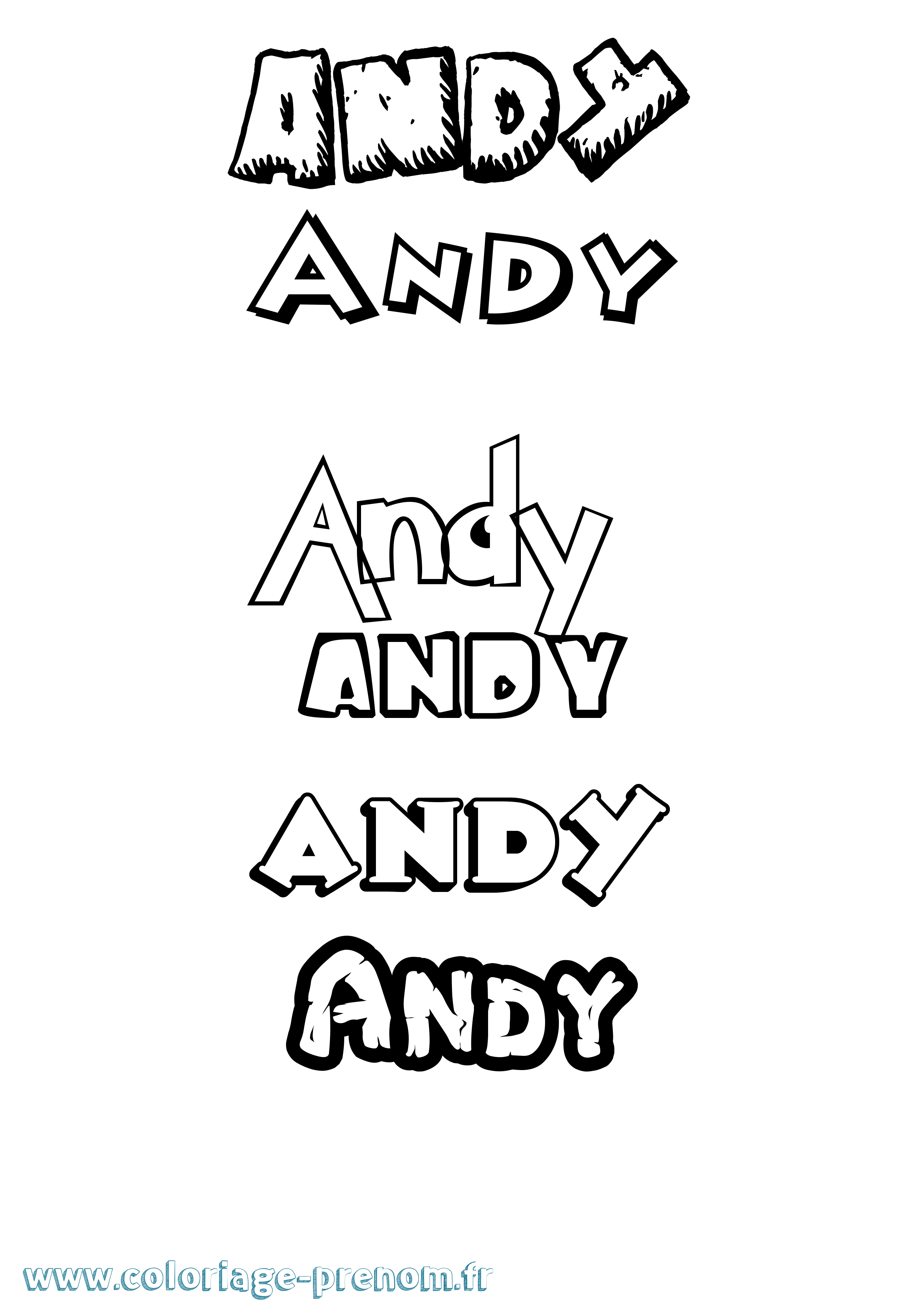 Coloriage prénom Andy Dessin Animé