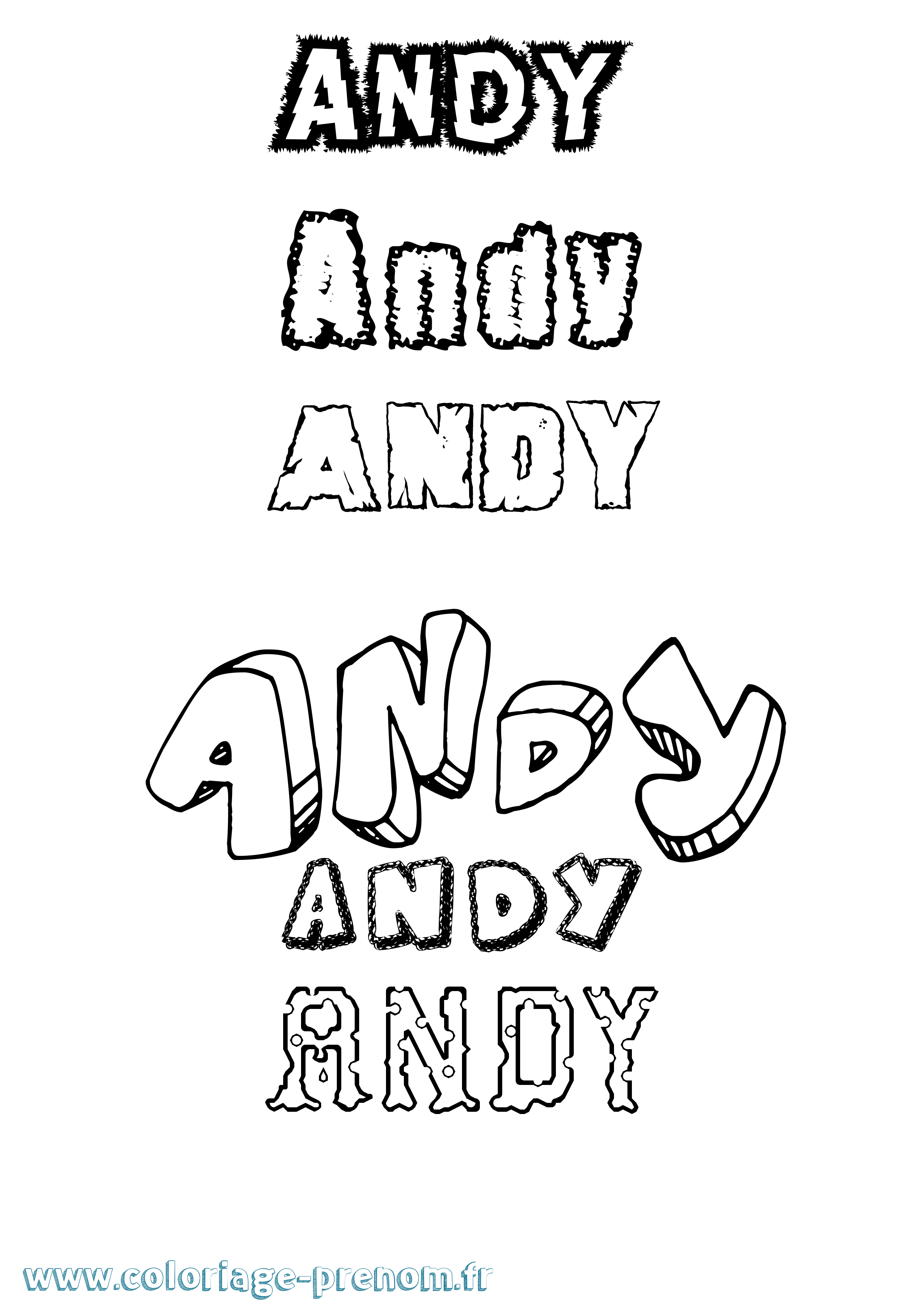 Coloriage prénom Andy Destructuré