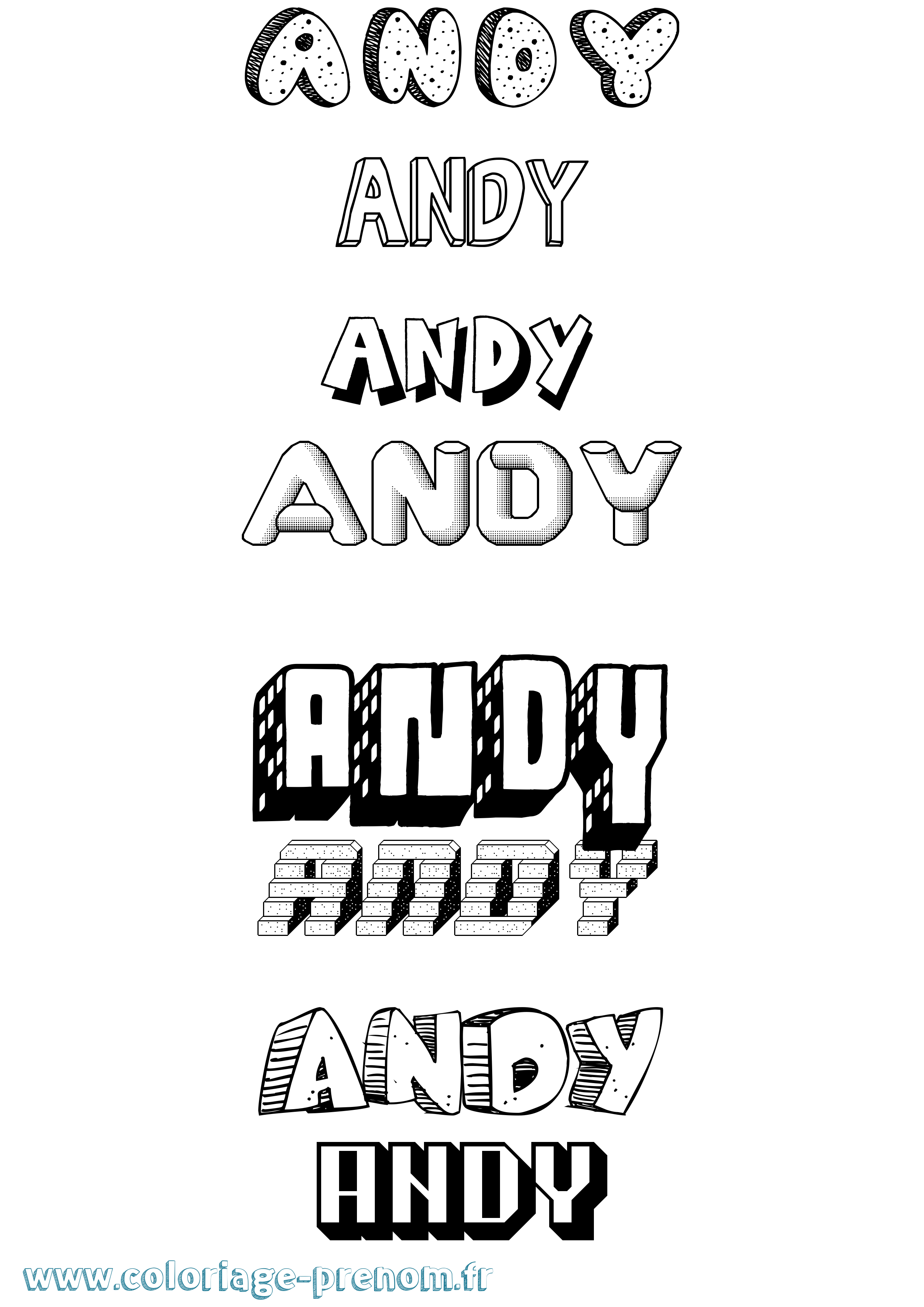 Coloriage prénom Andy Effet 3D