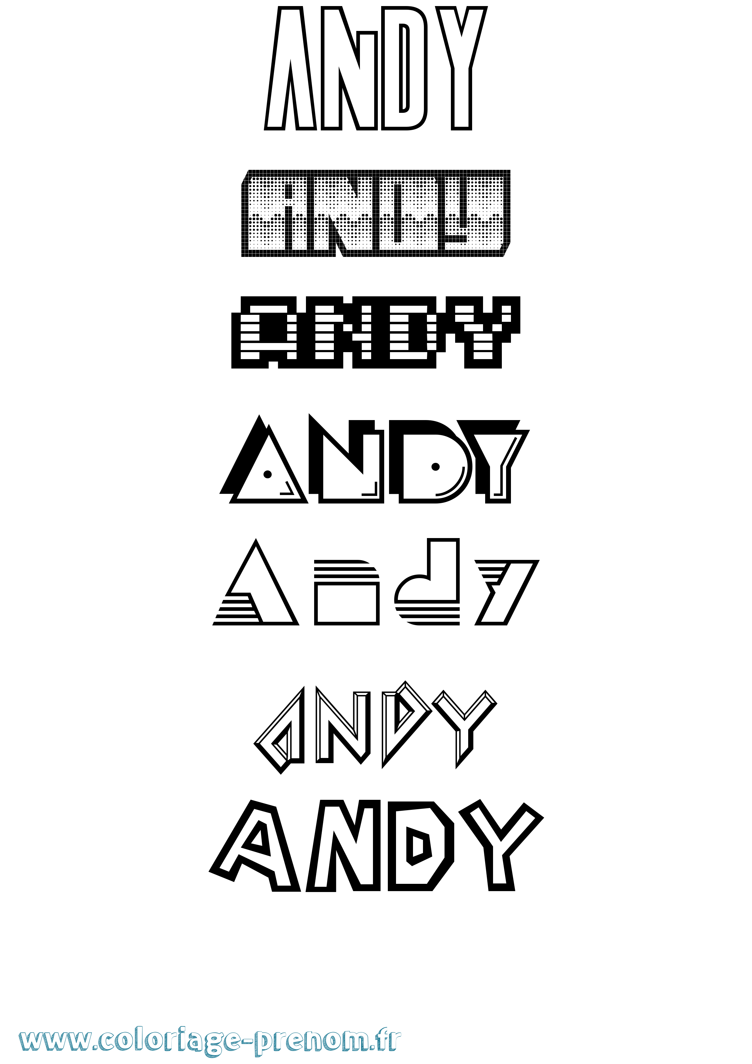 Coloriage prénom Andy Jeux Vidéos