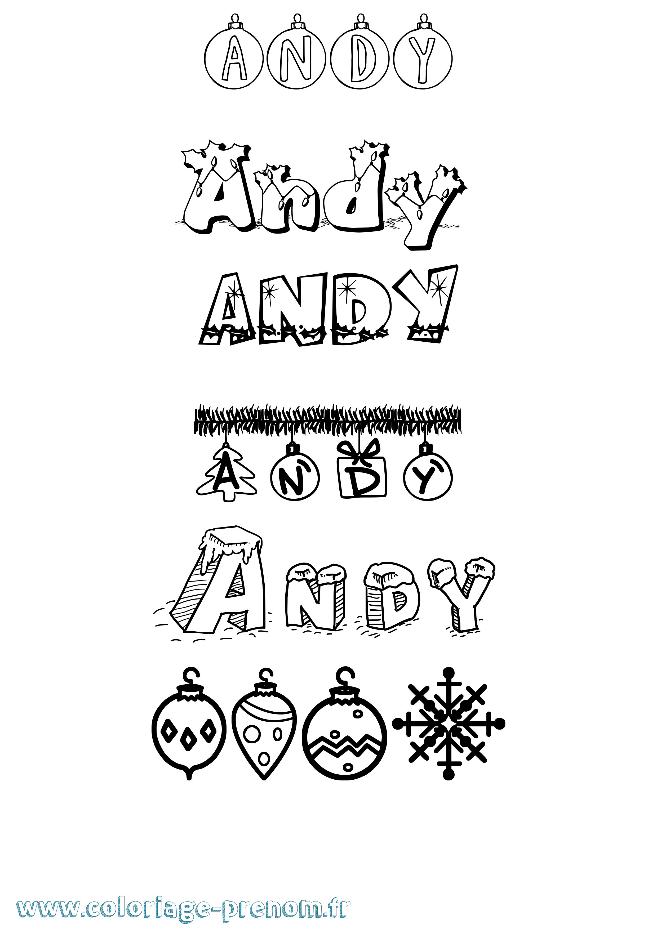 Coloriage prénom Andy Noël