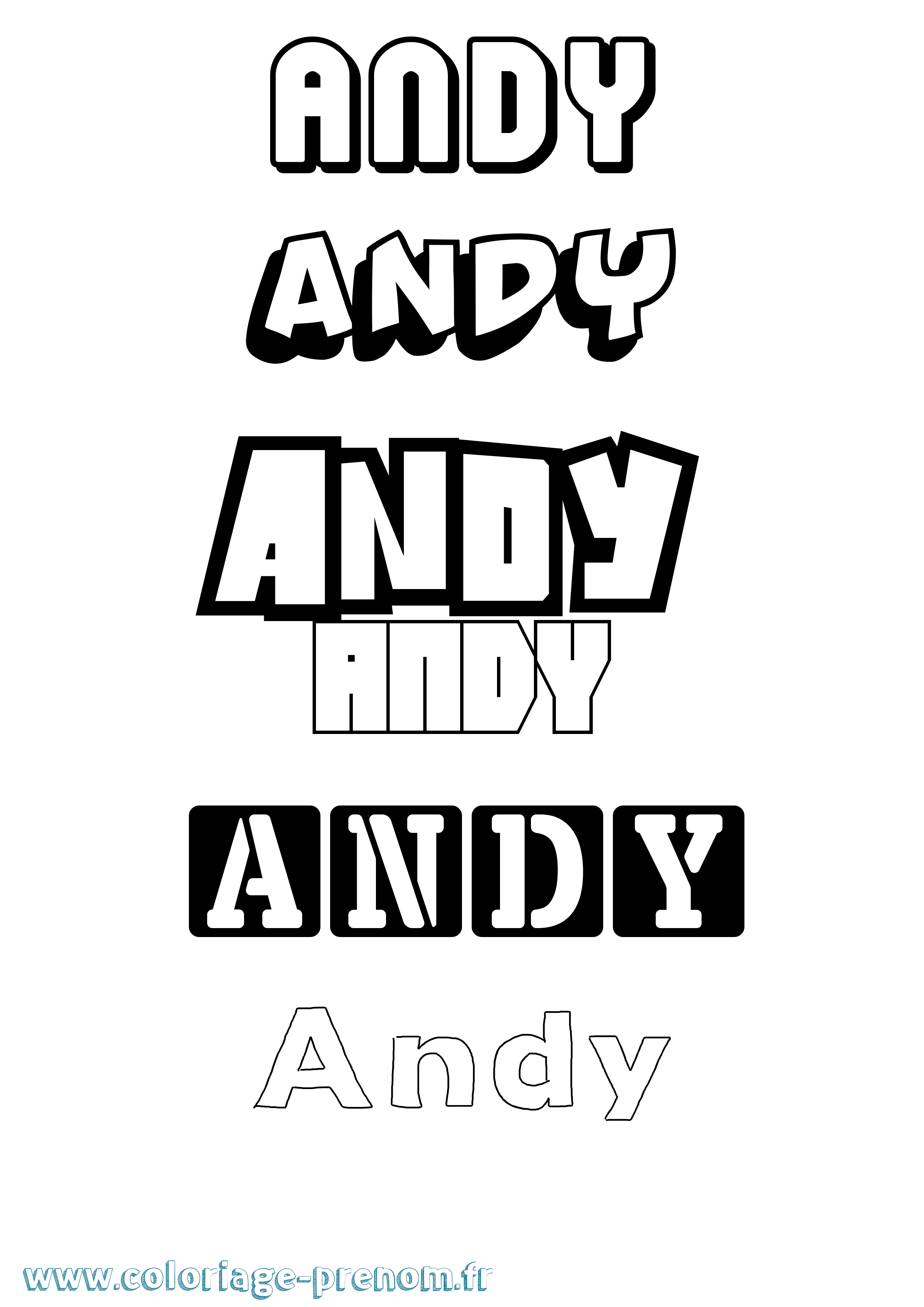 Coloriage prénom Andy Simple