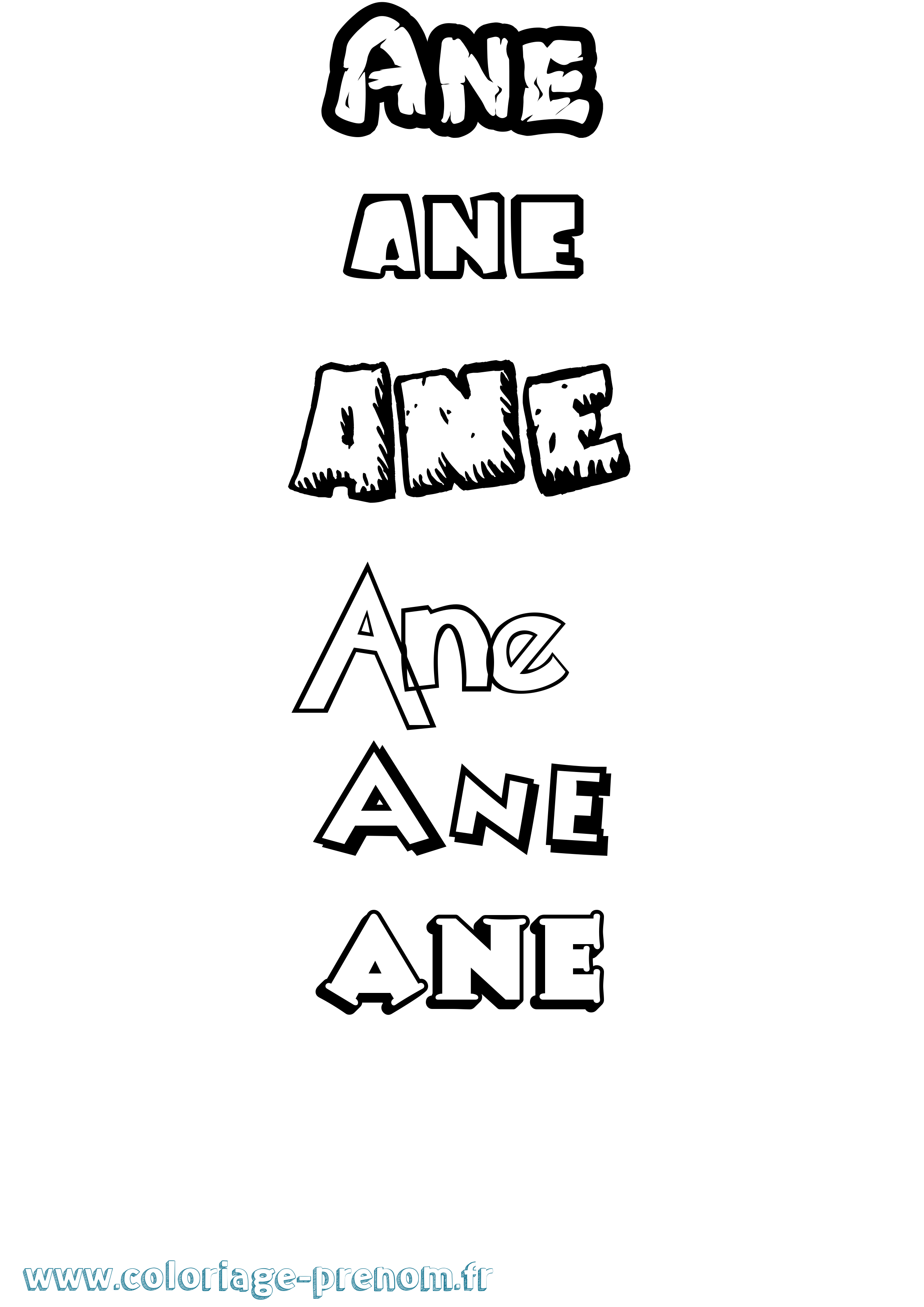 Coloriage Ane Dessin Animé Coloriage prénom Ane Dessin Animé