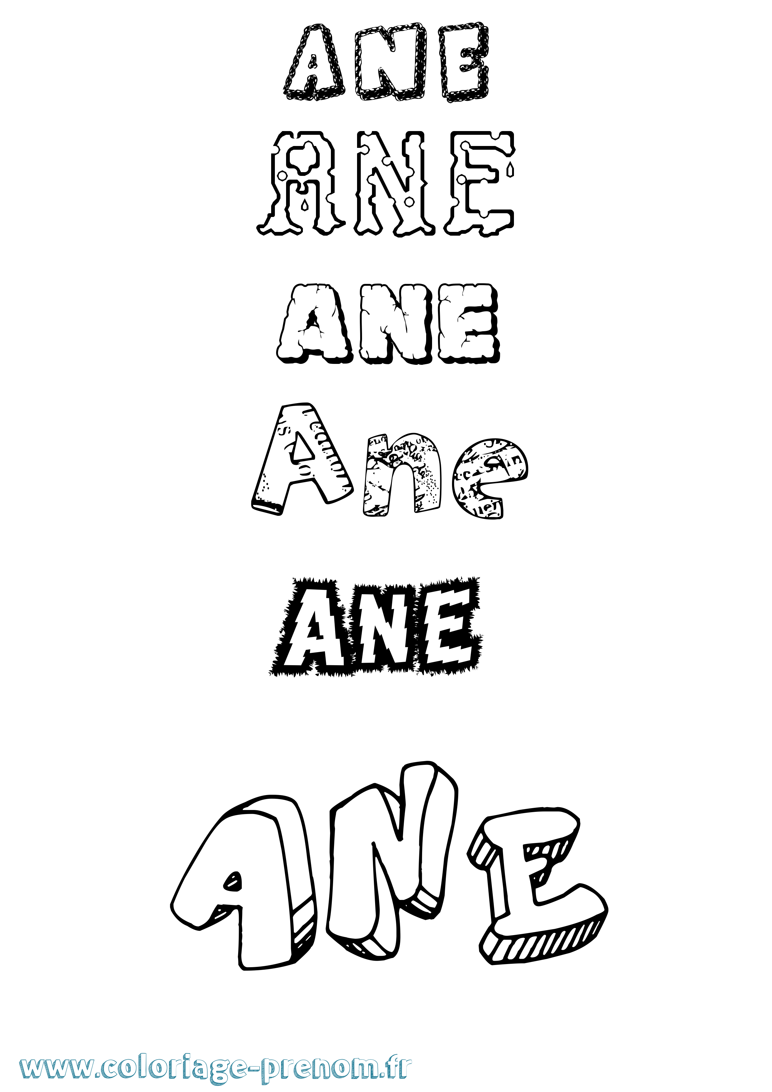 Coloriage Ane Destructuré Coloriage prénom Ane Destructuré