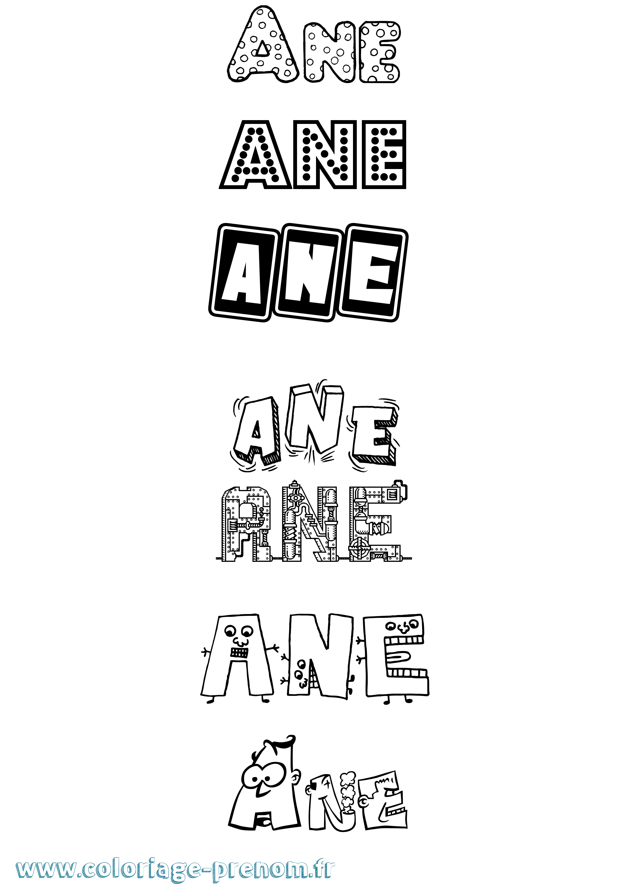 Coloriage Ane Fun Coloriage prénom Ane Fun