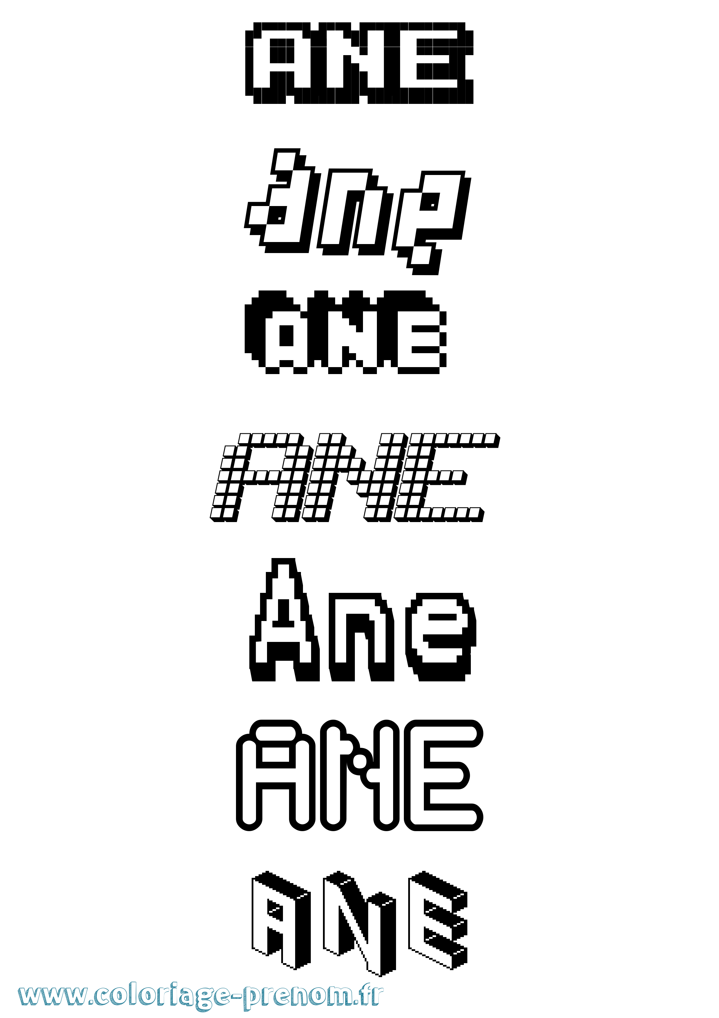 Coloriage Ane Pixel Coloriage prénom Ane Pixel