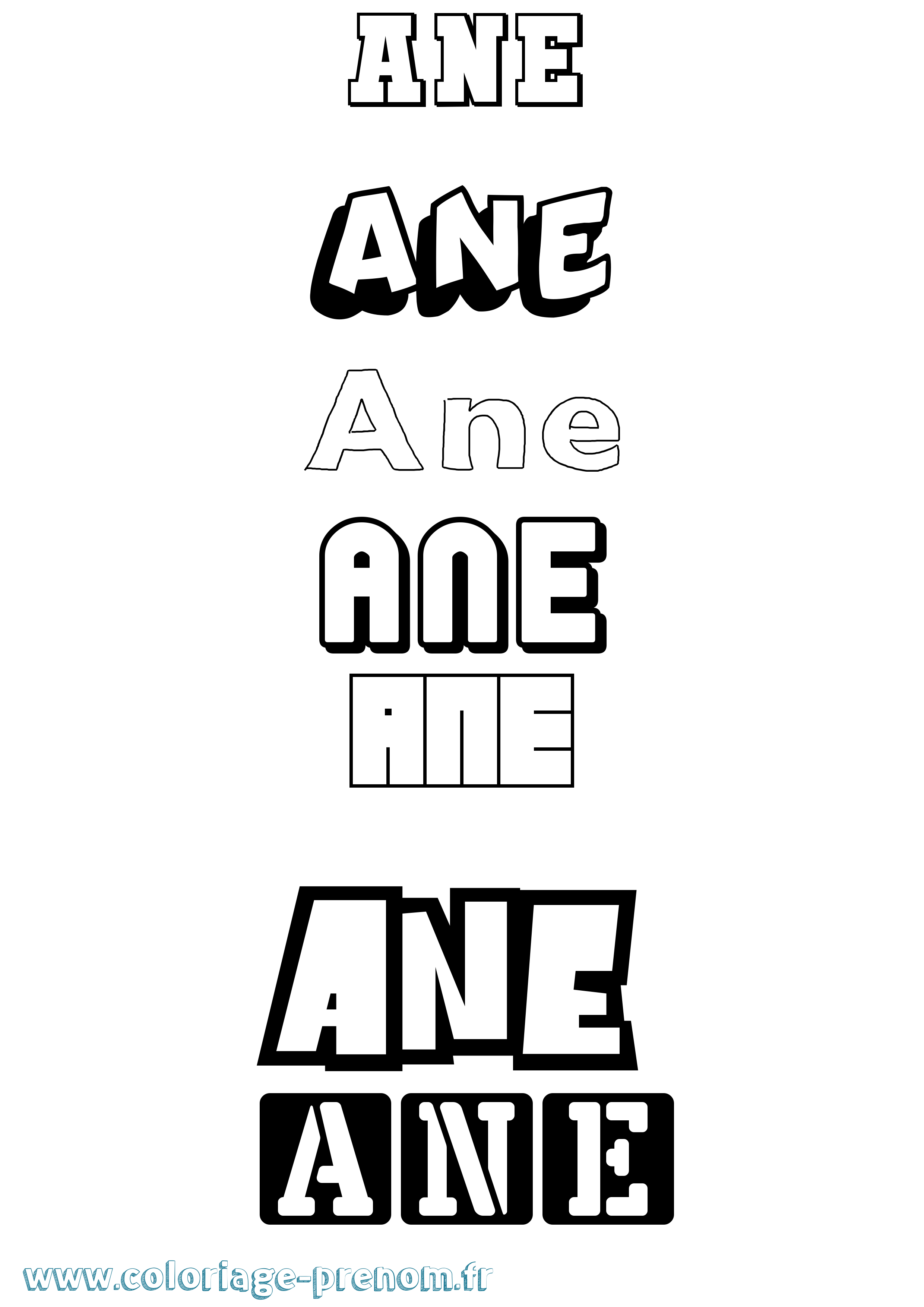 Coloriage Ane Simple Coloriage prénom Ane Simple
