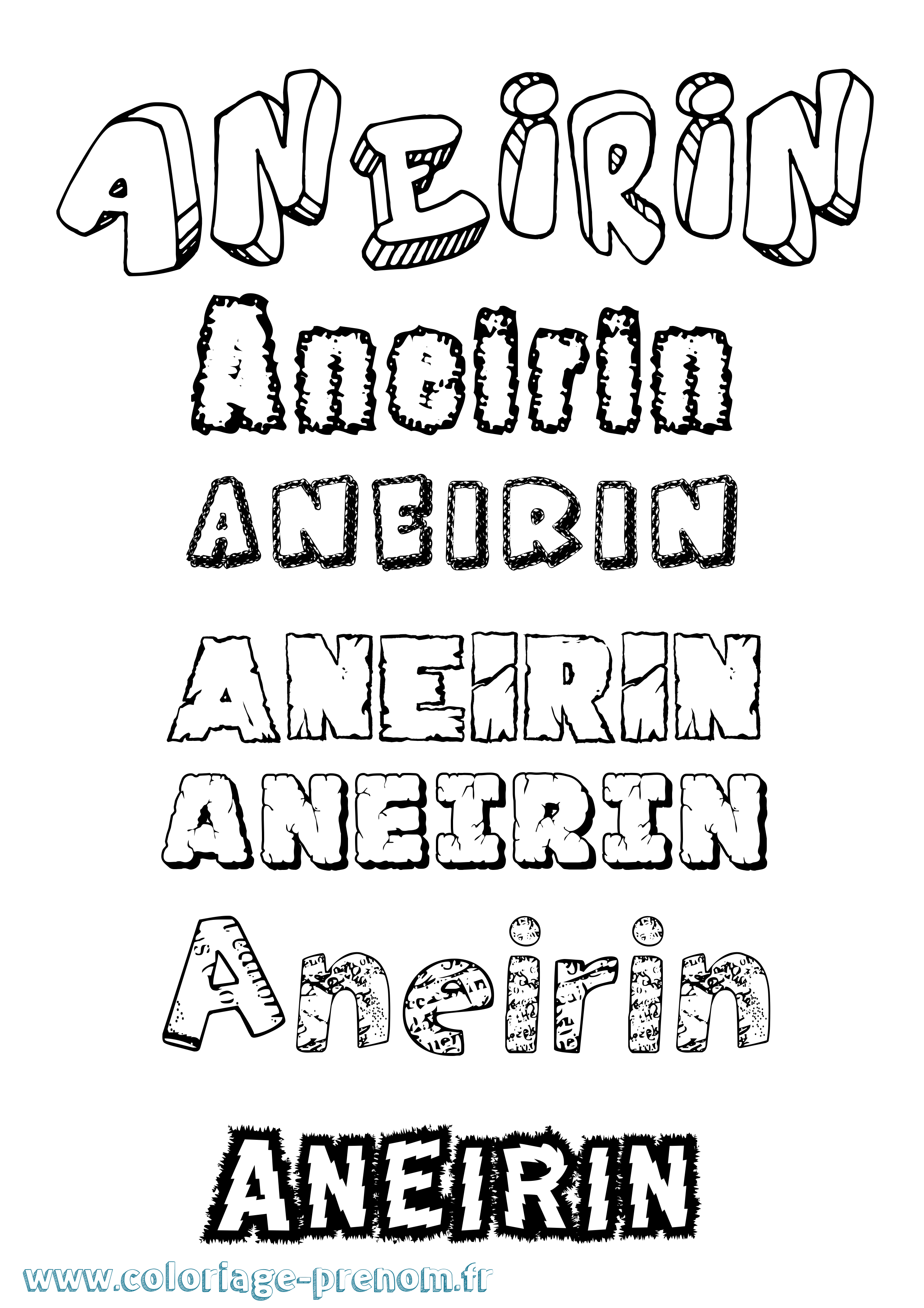 Coloriage prénom Aneirin Destructuré