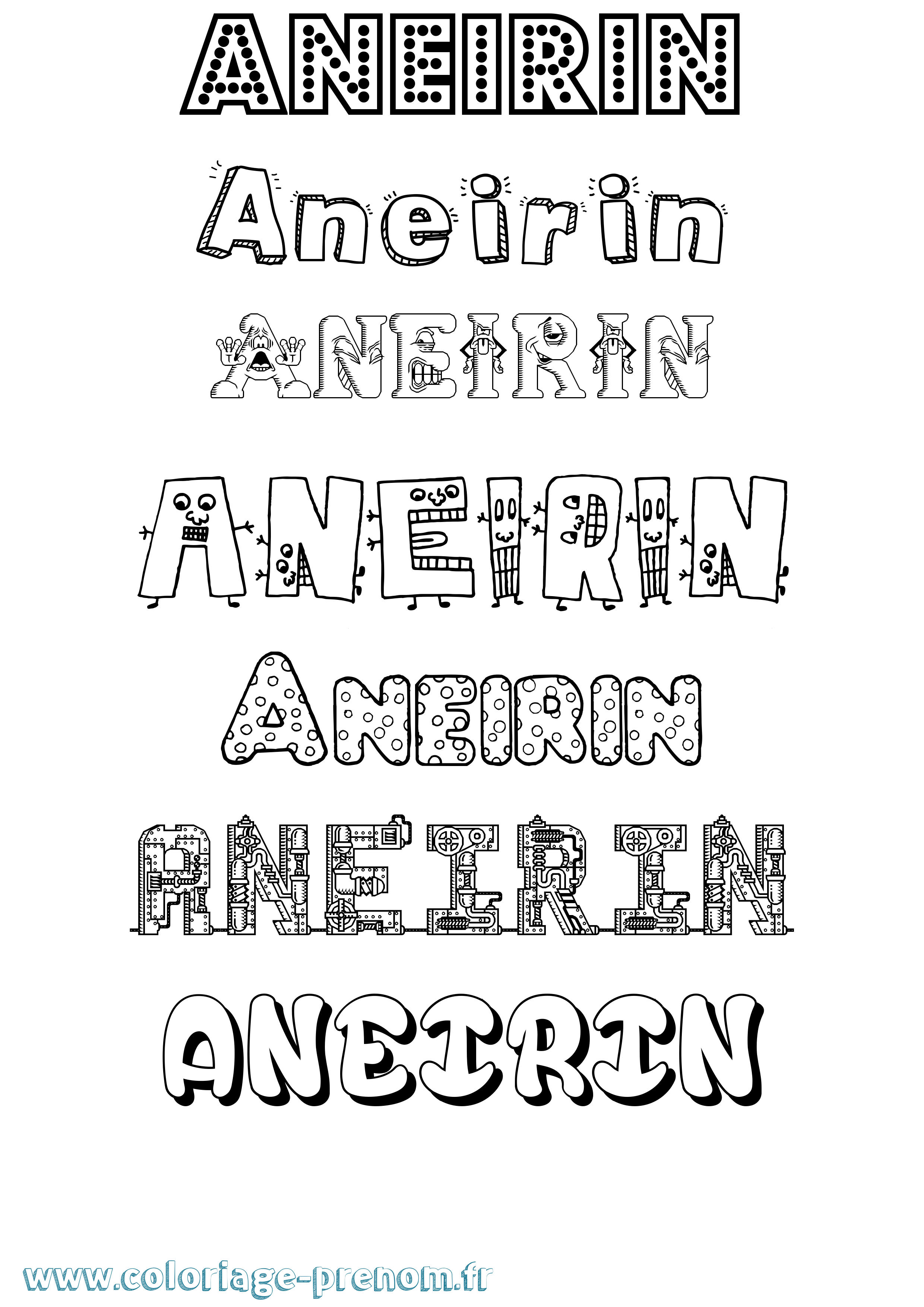 Coloriage prénom Aneirin Fun