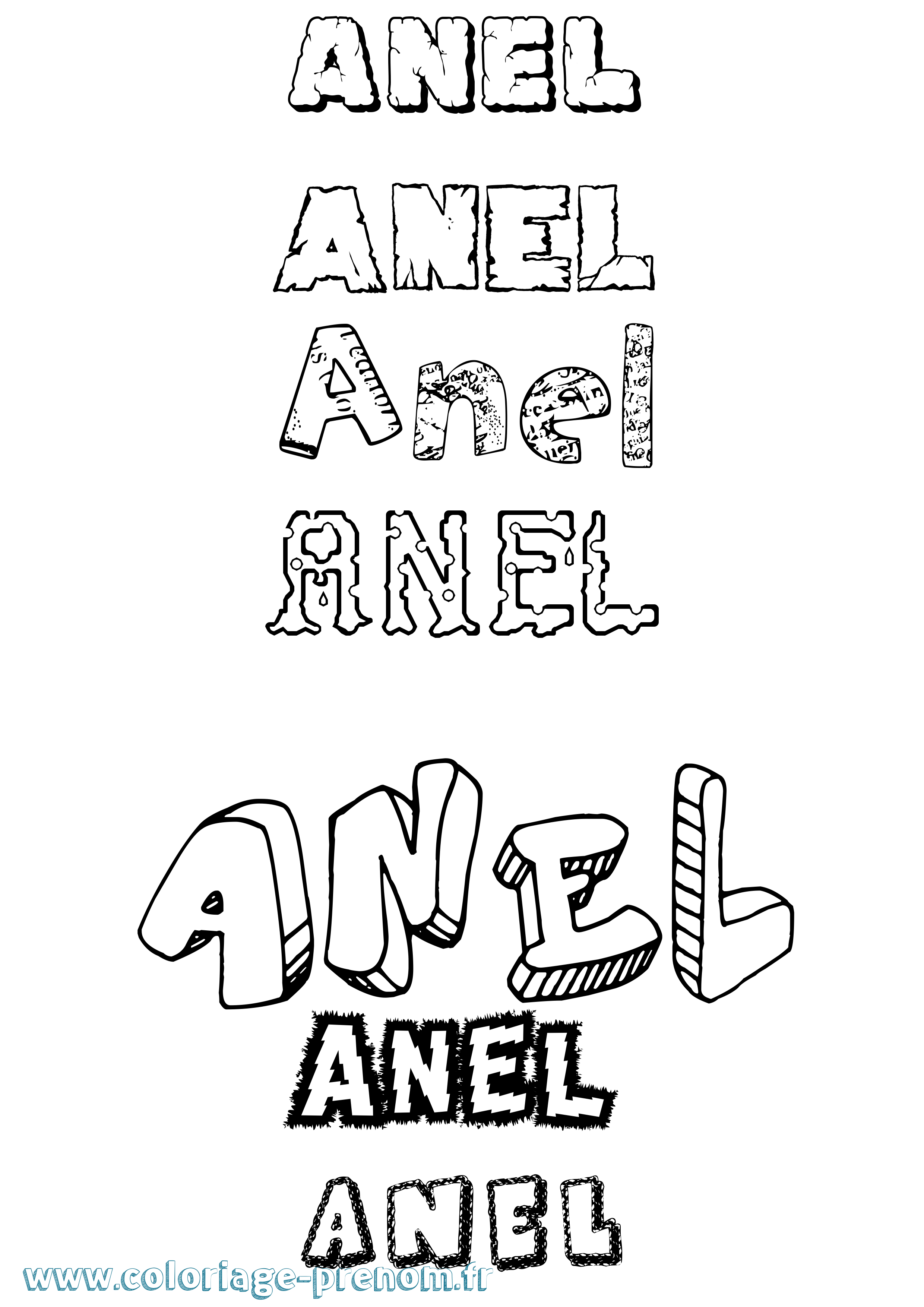 Coloriage Anel Destructuré Coloriage prénom Anel Destructuré