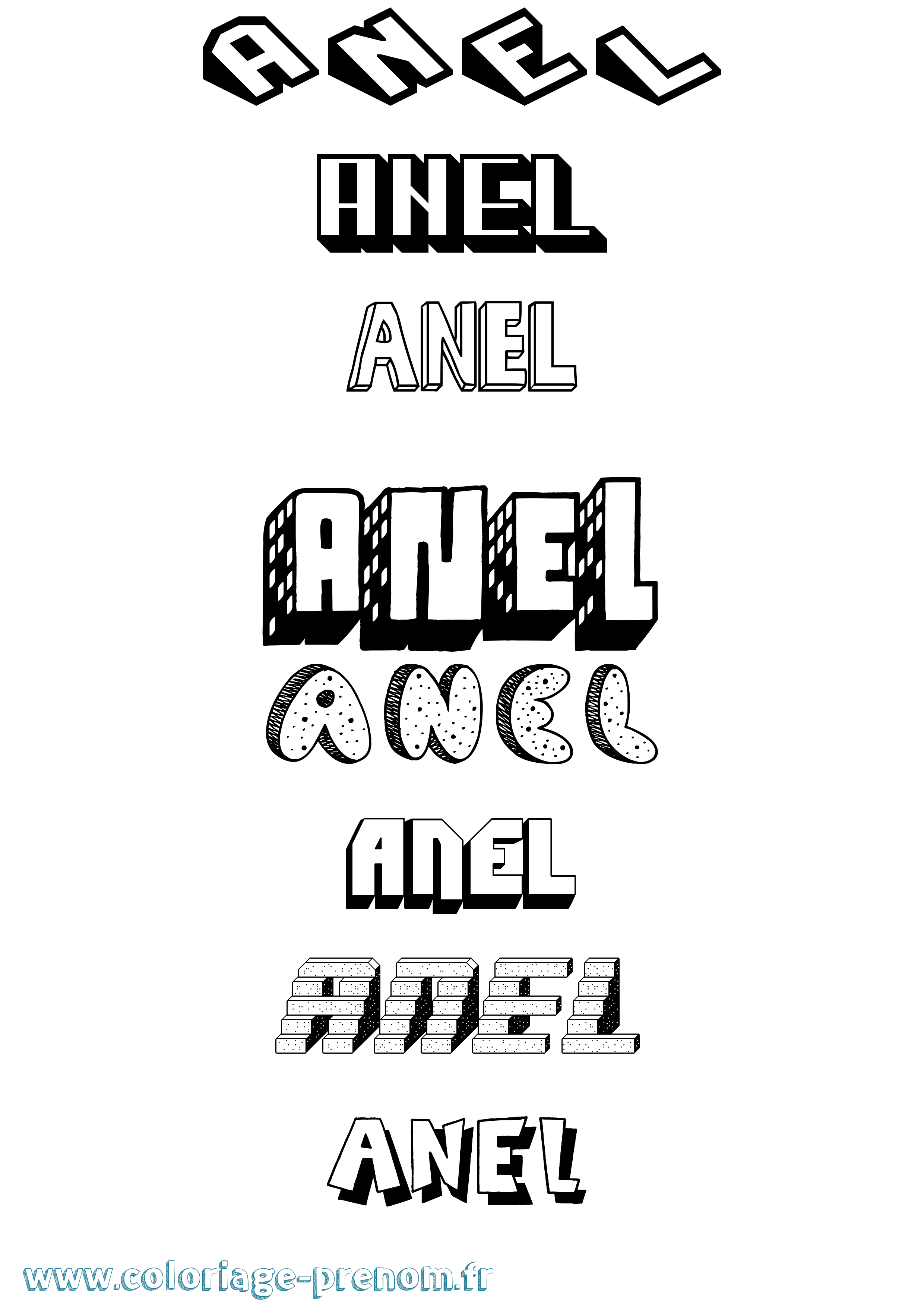 Coloriage Anel Effet 3D Coloriage prénom Anel Effet 3D
