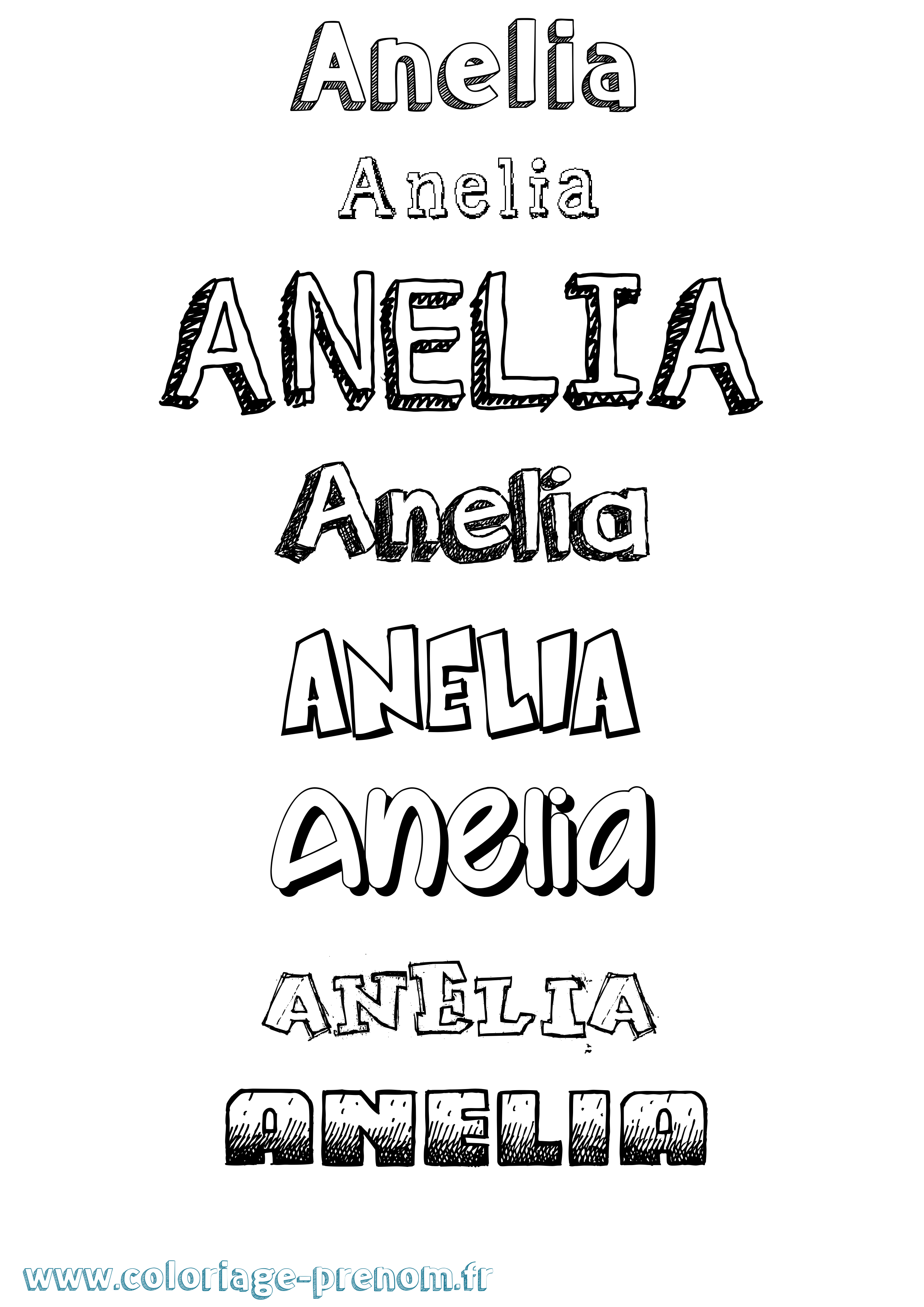 Coloriage prénom Anelia Dessiné