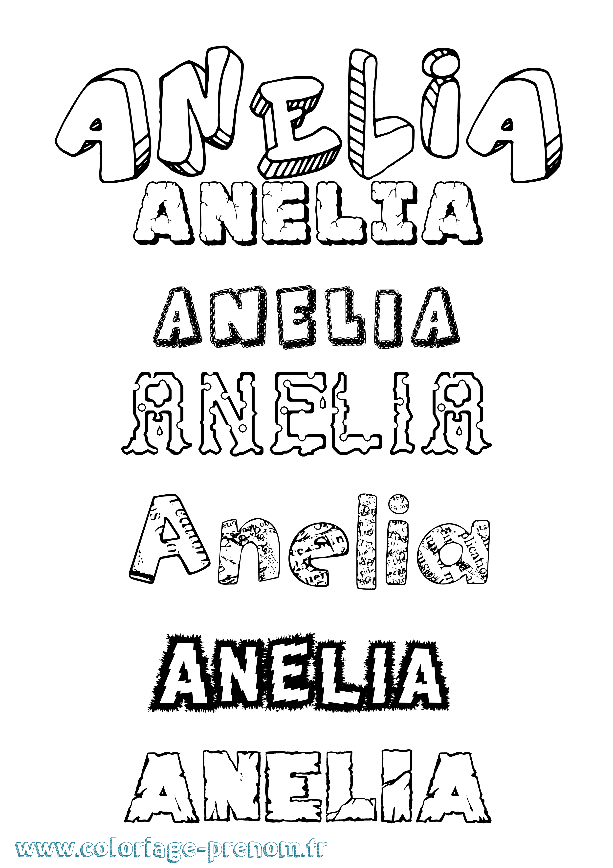 Coloriage prénom Anelia Destructuré