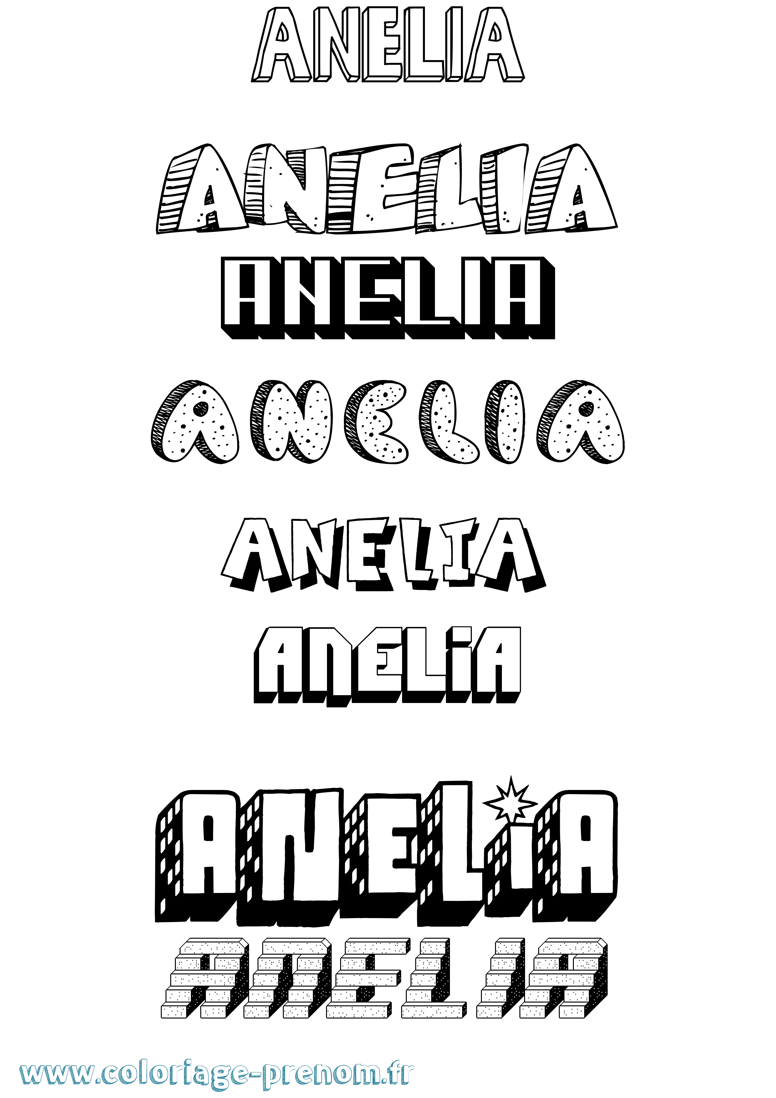 Coloriage prénom Anelia Effet 3D