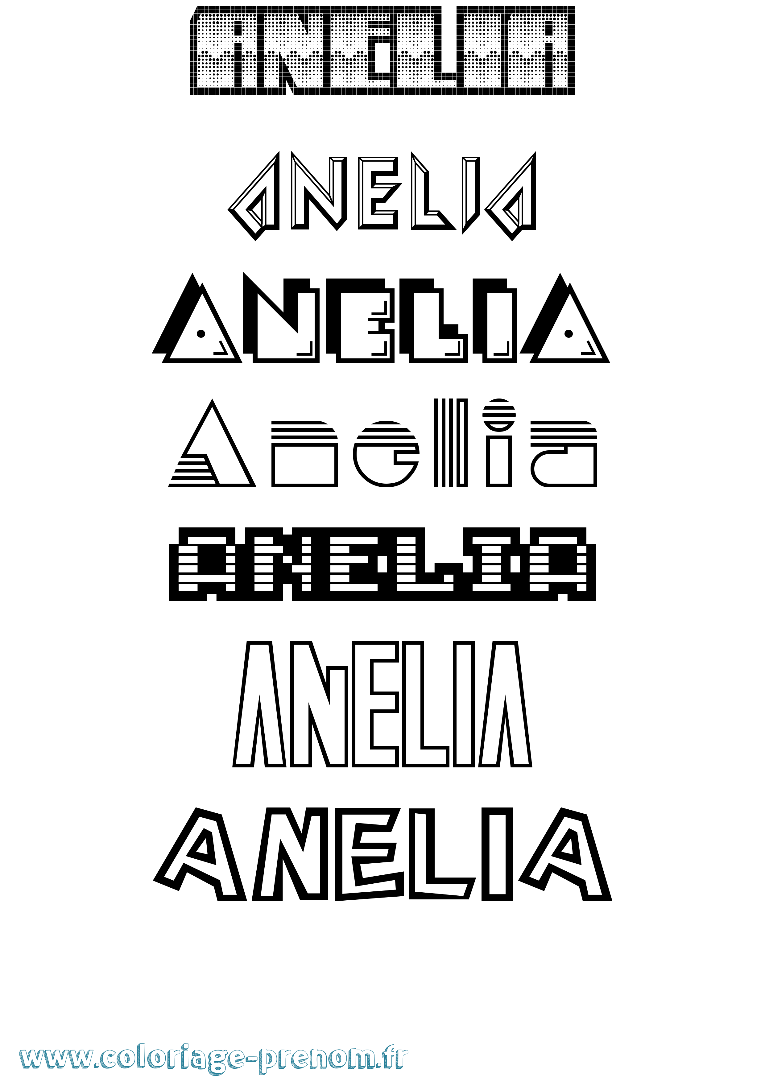 Coloriage prénom Anelia Jeux Vidéos