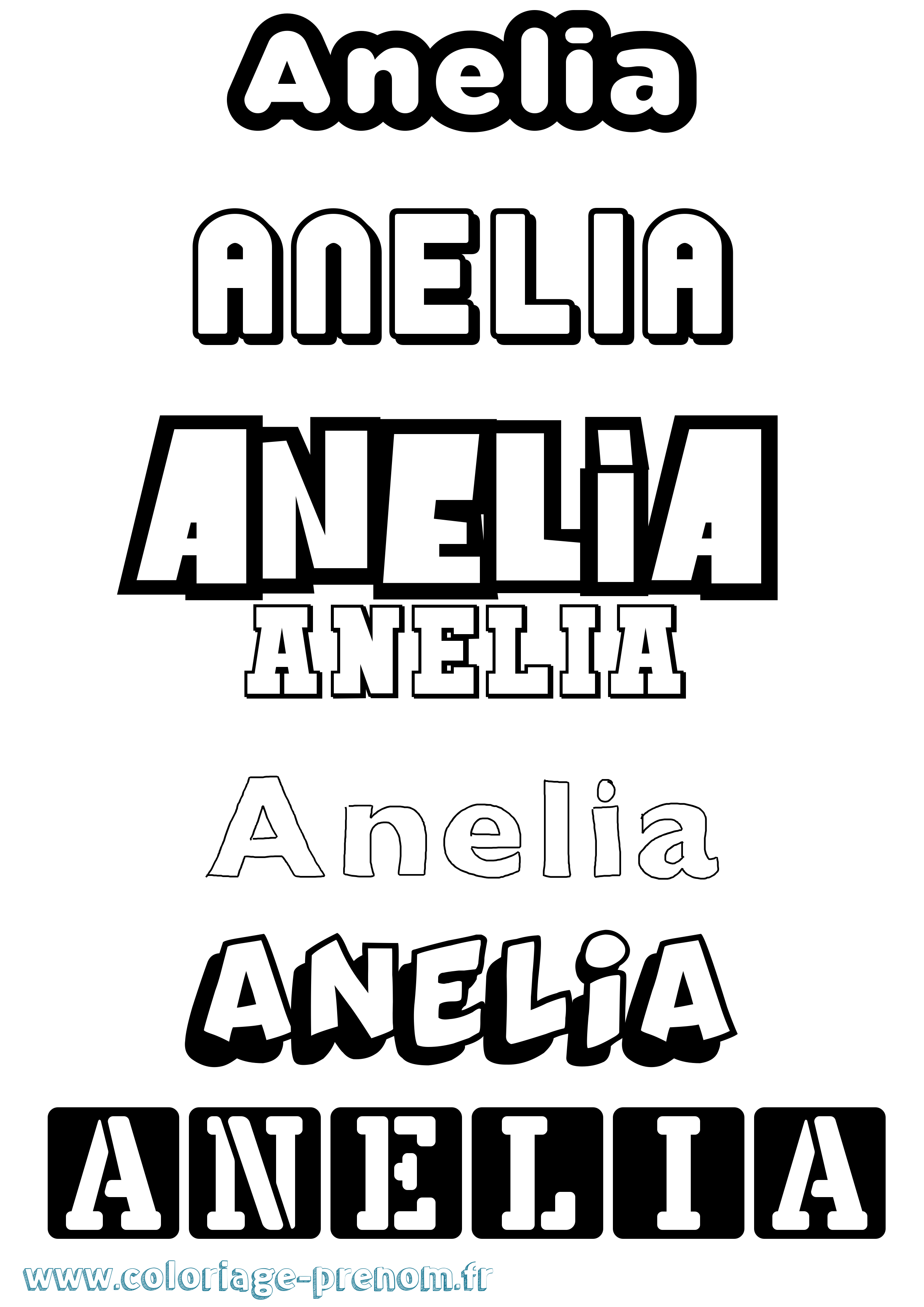 Coloriage prénom Anelia Simple